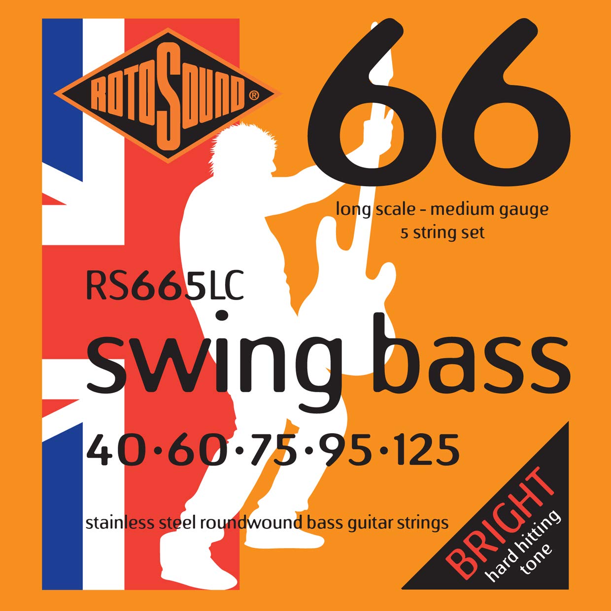 Rotosound Rs665Lc Swing Bass 66 Stainless Steel 5 String Bass Guitar Strings (40 60 75 95 125)