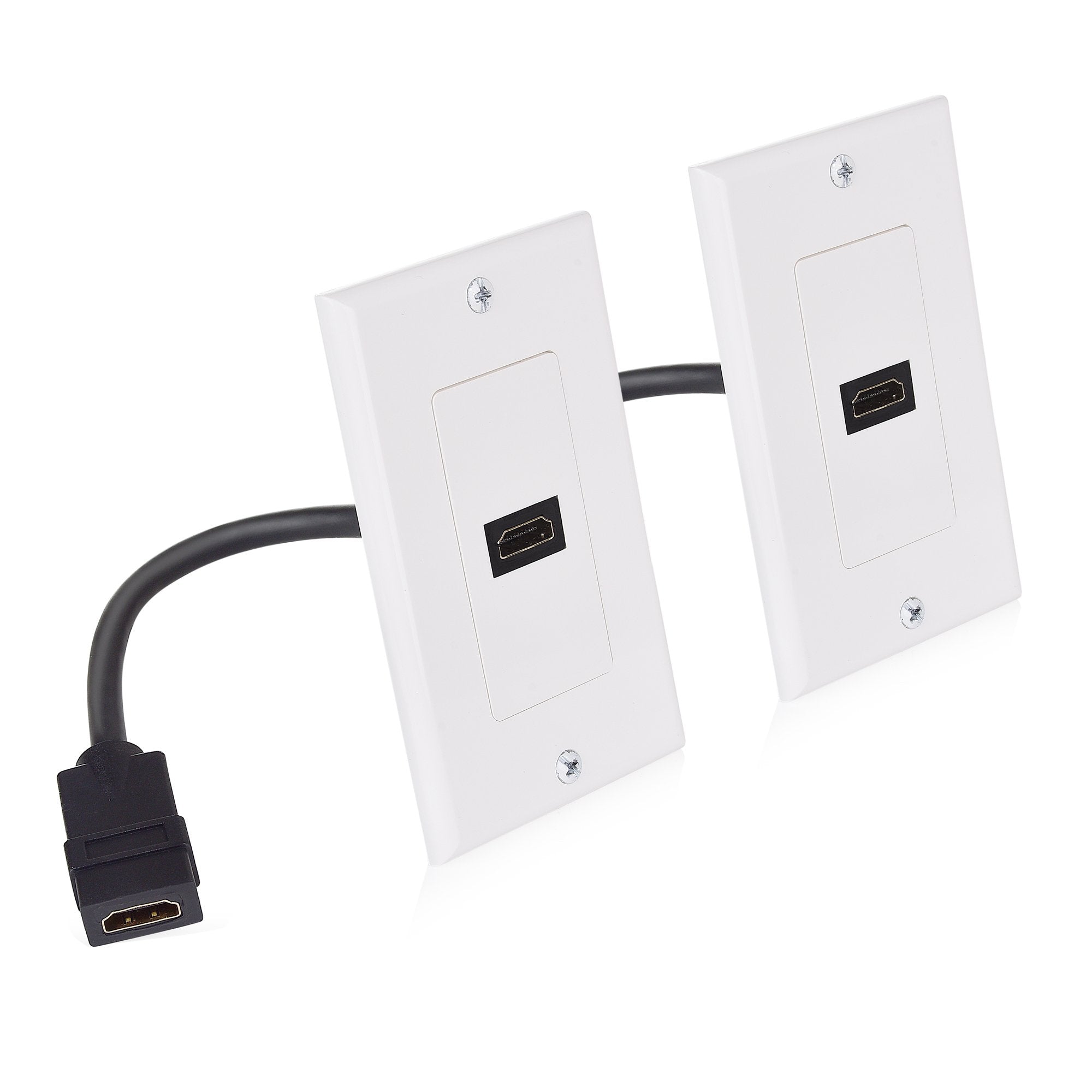 Cable Matters 2 Pack 1 Port HDMI Wall Plate in White (4K UHD, ARC, and Ethernet Pass Thru Support)