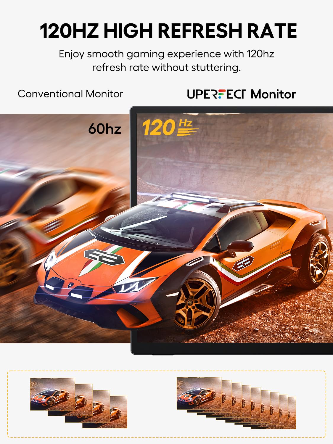 Uperfect 18.5'' Portable Touchscreen 120Hz Monitor W/Vesa & 180 Adjustable Stand, Ultra Slim & Lightweight Fhd Freesync Ips Hdr