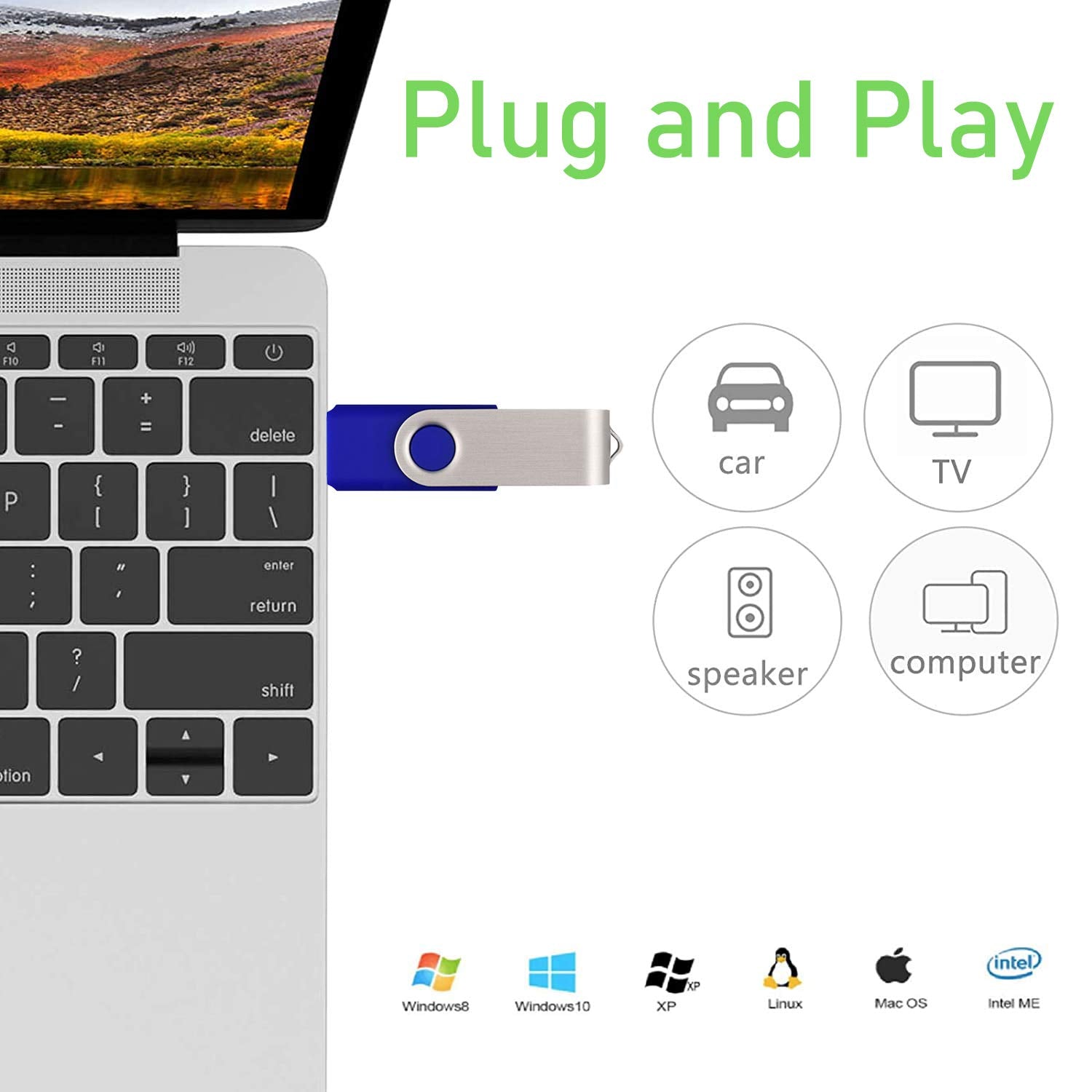 Usb Flash Drive 4Gb 10 Pack, Thumb Drives Memory Stick Usb 2.0 Bulk Swivel Jump Drive Zip Drive With Led Indicator For Data Stor