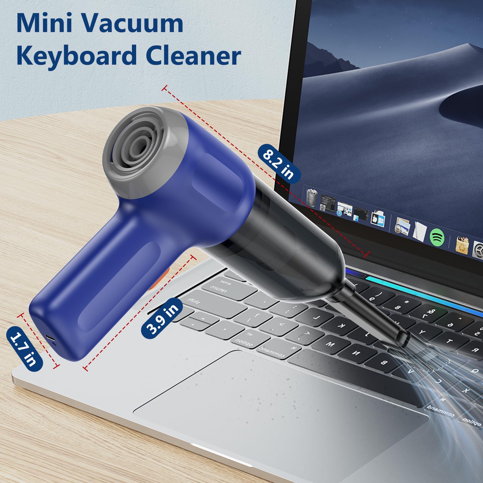 Fanisic Mini Vacuum, Wireless Handheld Car Vacuum Cleaner Rechargeable, 8000Pa Strong Suction, 3 In1 Dust Buster & Air Blower &