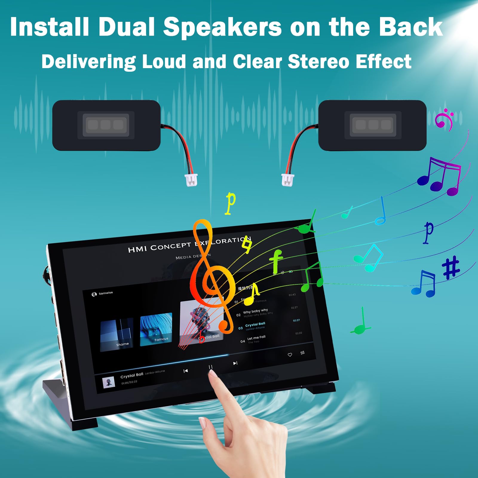 Geeekpi 7 Inch Capacitive Touchscreen For Raspberry Pi, Hdmi Monitor Ips 1024X600 Lcd Display With Dual Speaker For Raspberry Pi