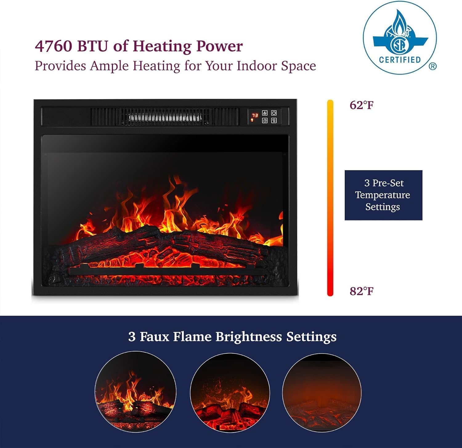 Naice 70'' Electric Fireplace With Mantel And Cabinets, Fireplace Tv Stand For Living Room Bedroom, Stacked Stone Surround And R