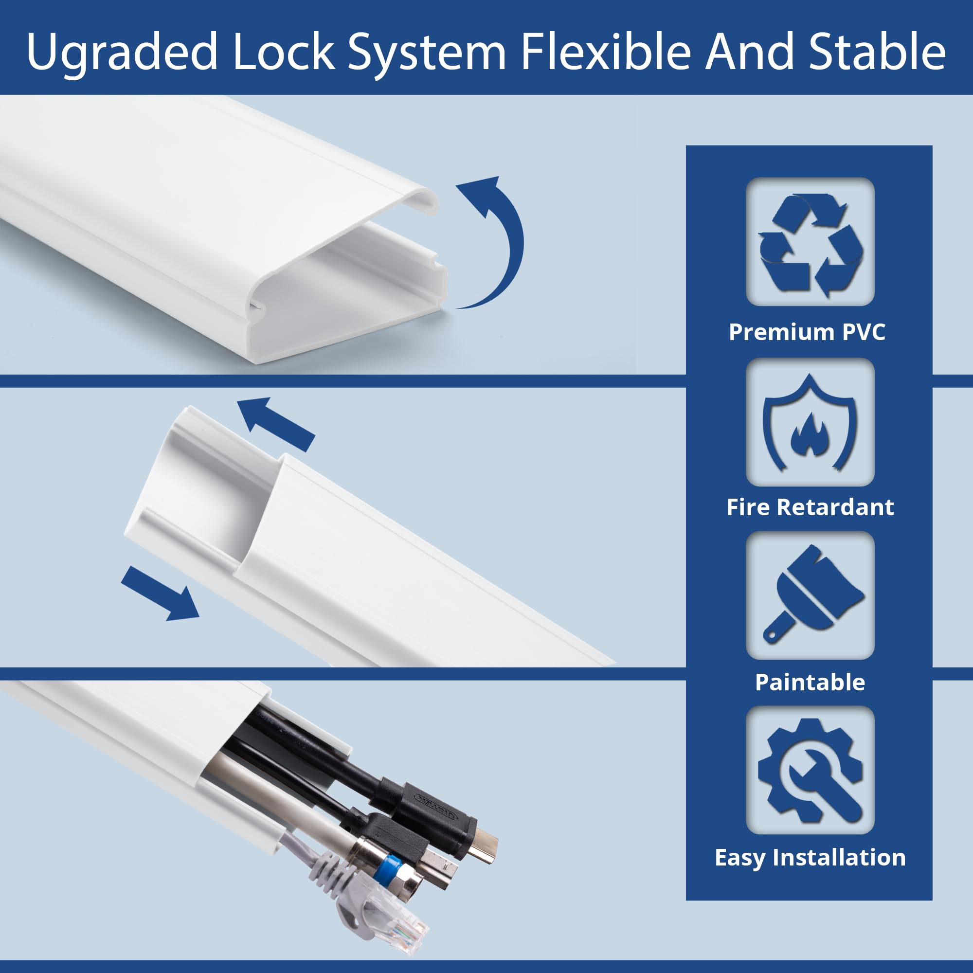 47In Tv Cord Hider, Yclyc Cord Hider For Wall Mount Tv, Large Cable Hider, Paintable Wire Covers For Cords, Cable Management Cor