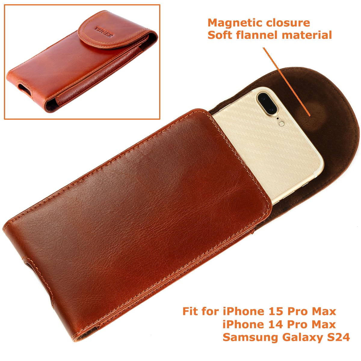 Leather Cell Phone Belt Holster For Iphone 15 Pro Max Iphone 16 Pro Iphone 14 Samsung Galaxy S24 A15 5G Flip Cell Phone Case For