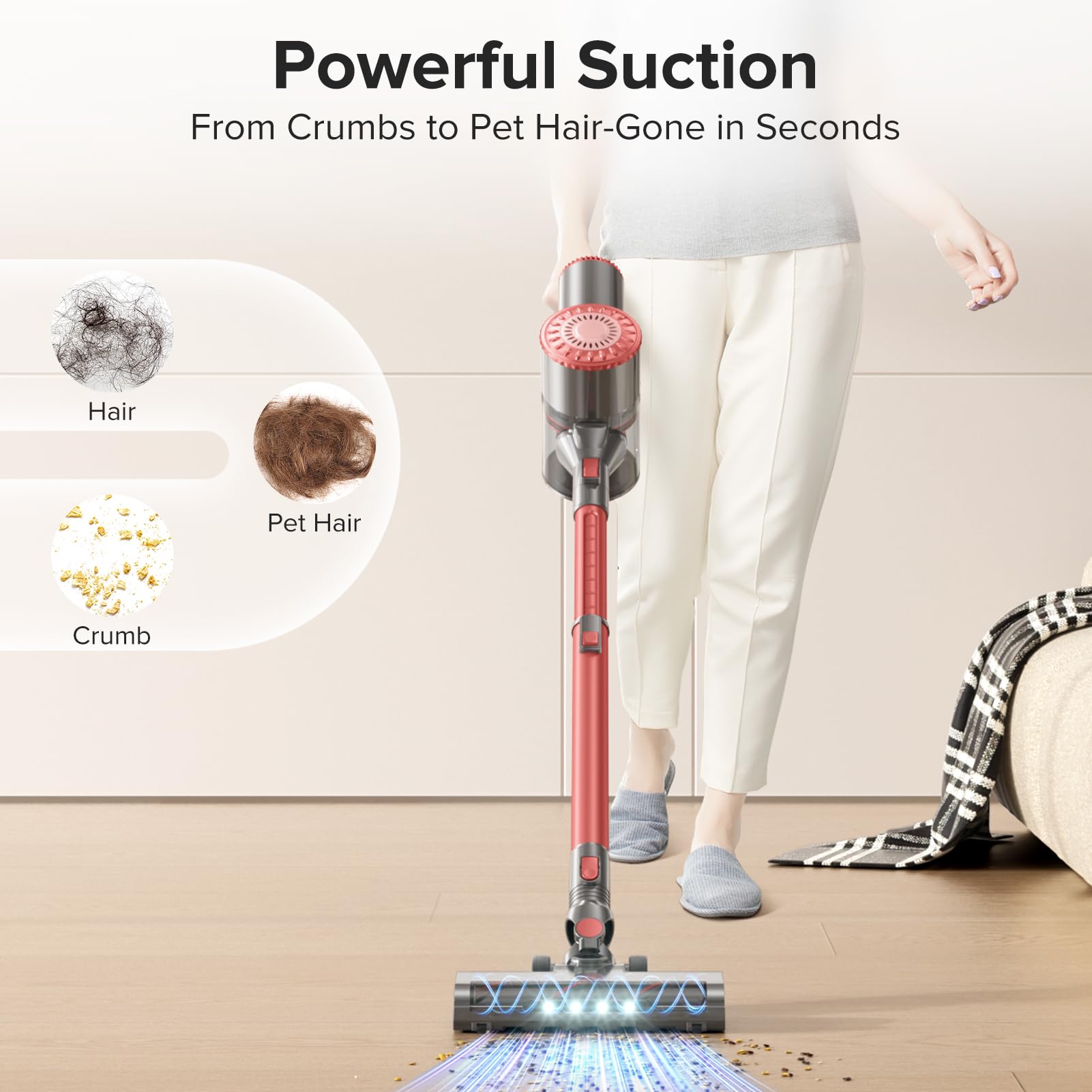 Housbrush Cordless Vacuum Cleaner With Self-Standing, Powerful Stick Vacuum Cleaners For Home, 8-In-1 Lightweight Rechargeable V