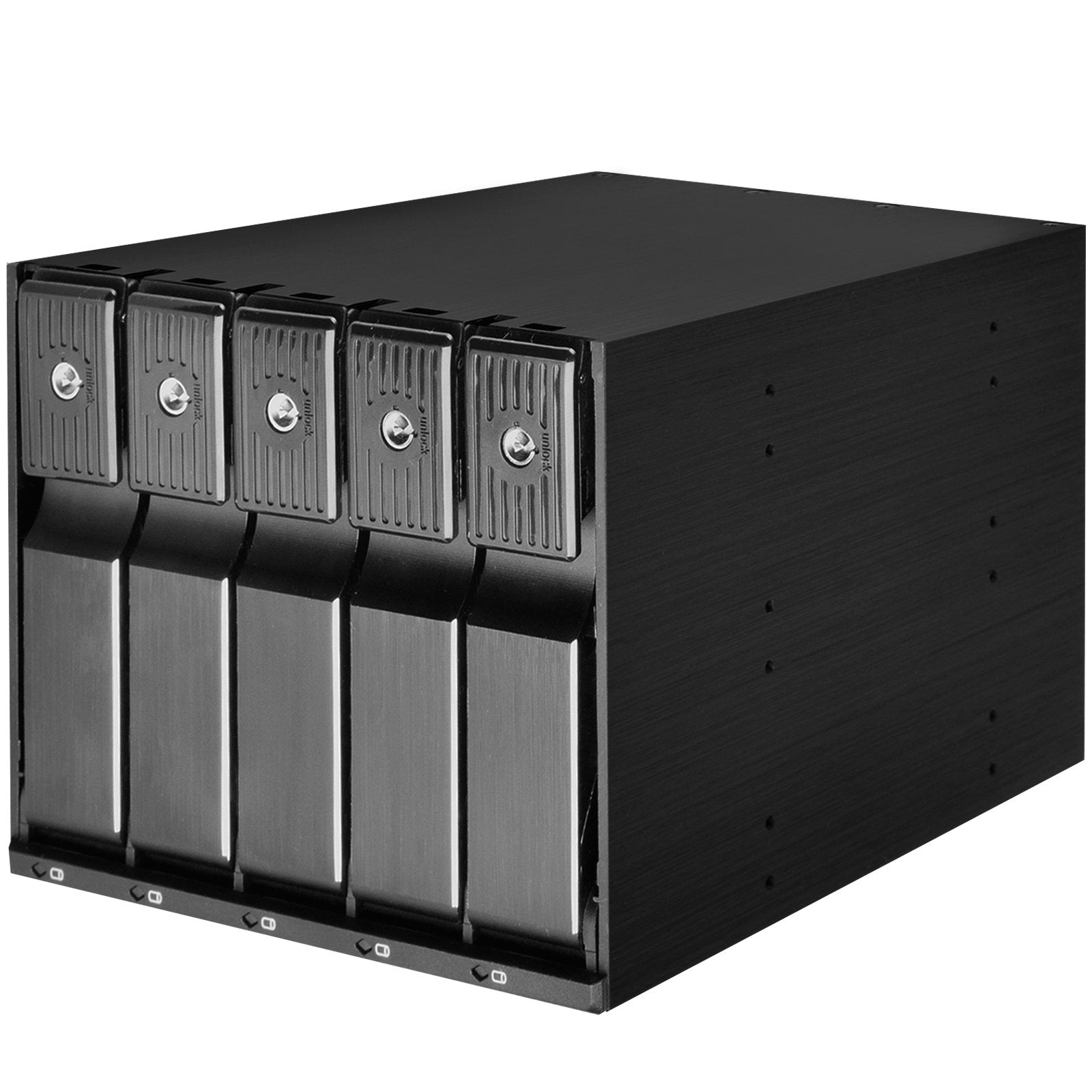Aluminium Trayless Hot Swap Mobile Rack Backplane,Internal Hard Drive Enclosure for 5x 3.5 Inch SAS/SATA HDD or SSD, fit in any 