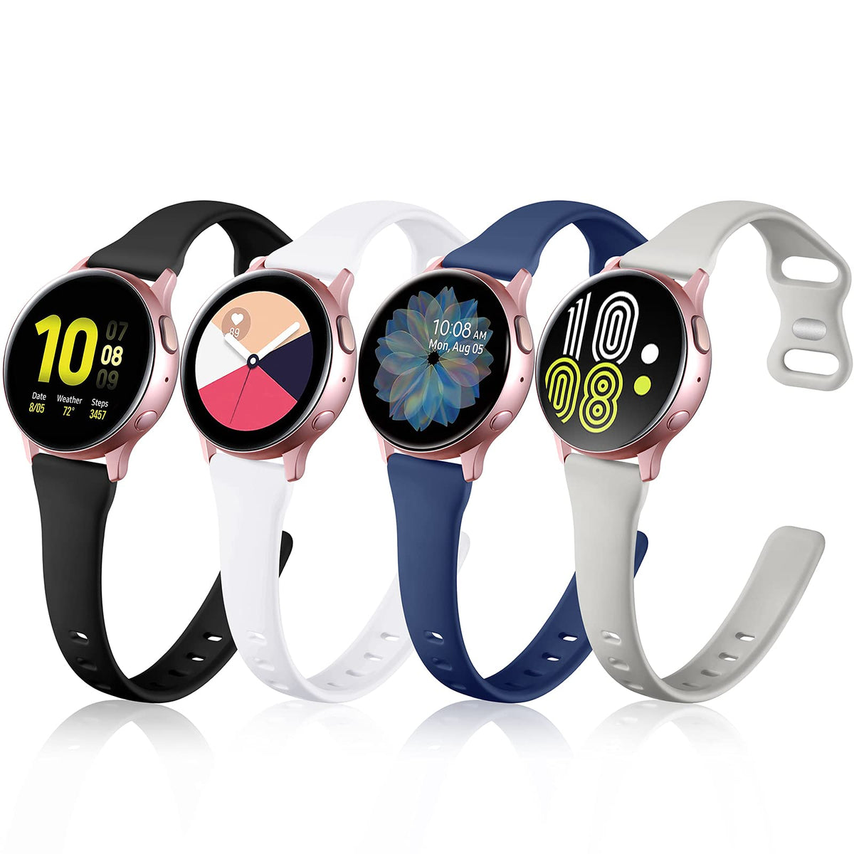 Geak Compatible With Samsung Galaxy Watch 7 6 Band/Galaxy Watch 4 5 Band 40Mm 44Mm,20Mm Soft Slim Silicone Replacement Strap For
