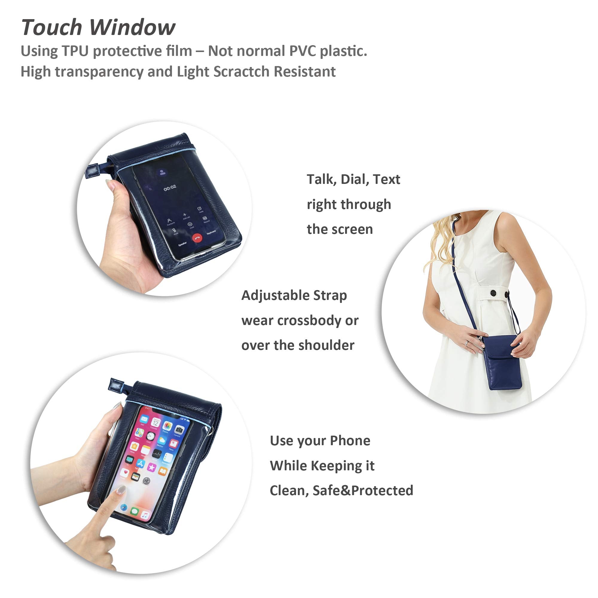 Befen Genuine Leather Phone Purse, Small Touchscreen Cell Phone Holder Crossbody Bags For Women Travel, Fit Iphone 14 Pro Max (N