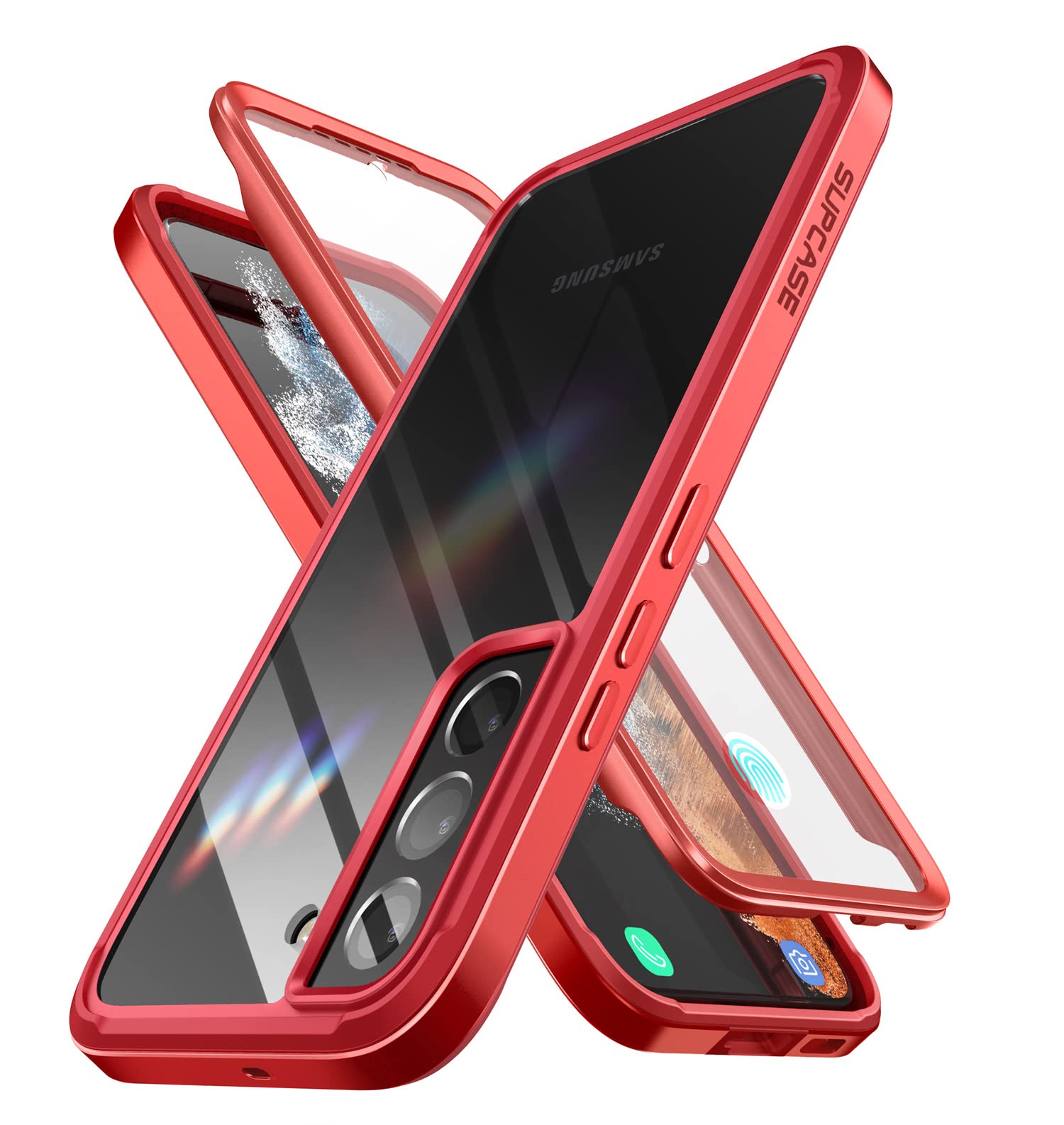 Supcase Unicorn Beetle Pro Slim Transparent Protective Case For Samsung Galaxy S22 Plus 5G (2022), Metallic Red