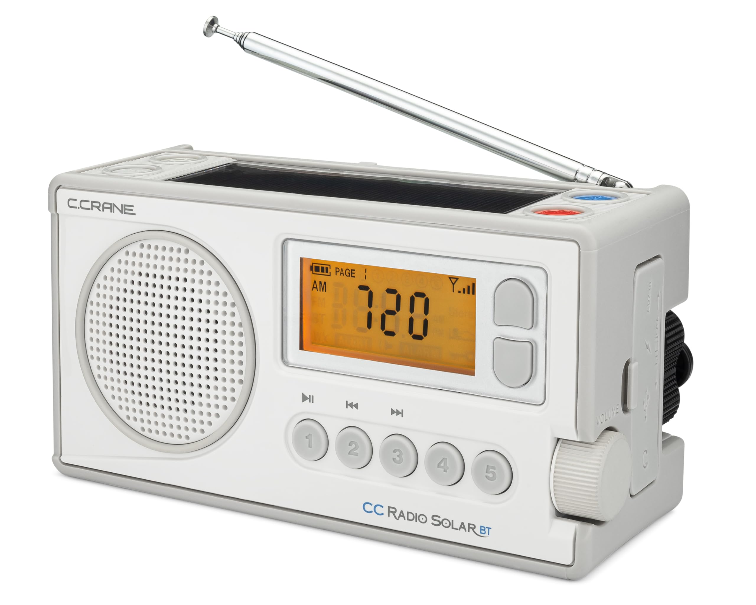 C. Crane Ccradio Solar With Bluetooth Receiving, Emergency Crank Noaa Weather Am/Fm  Multi Powered Radio   Built In Led Flashlig