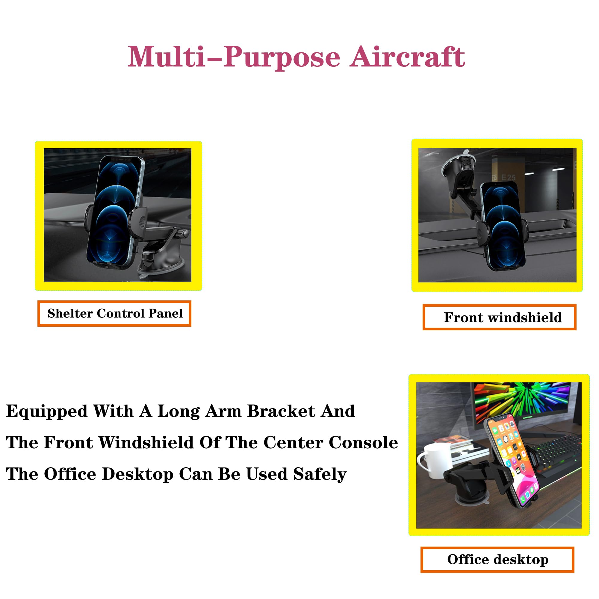 Tukefev Car Phone Holder 360 Rotation Phone Holders For Your Car Quick Release Adjustable Car Phone Mount Dashboard For Iphone16