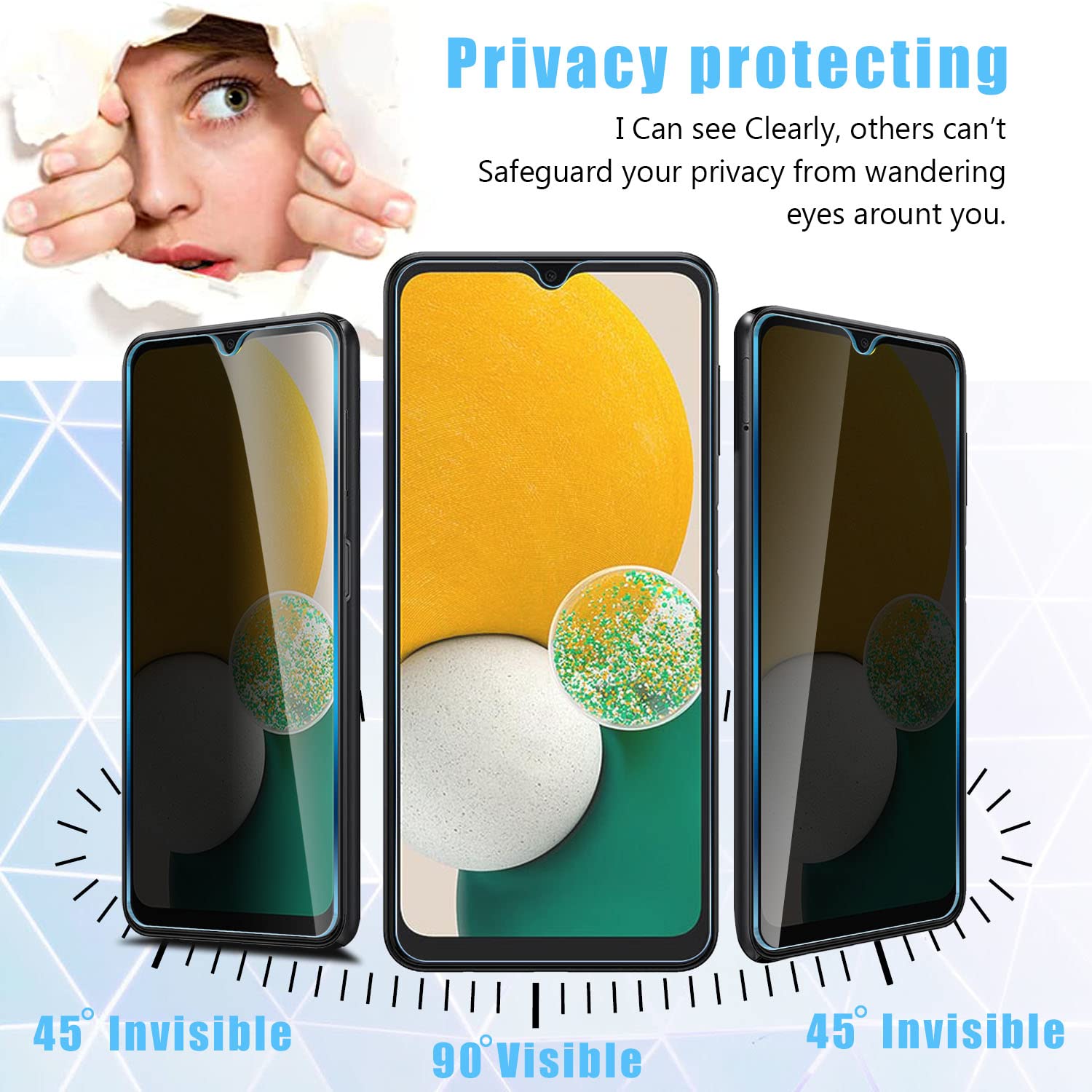 Anbzsign [2 Pack Samsung Galaxy A03 / A03S / A03 Core Privacy Screen Protector, Anti Spy 9H Hardness Tempered Glass