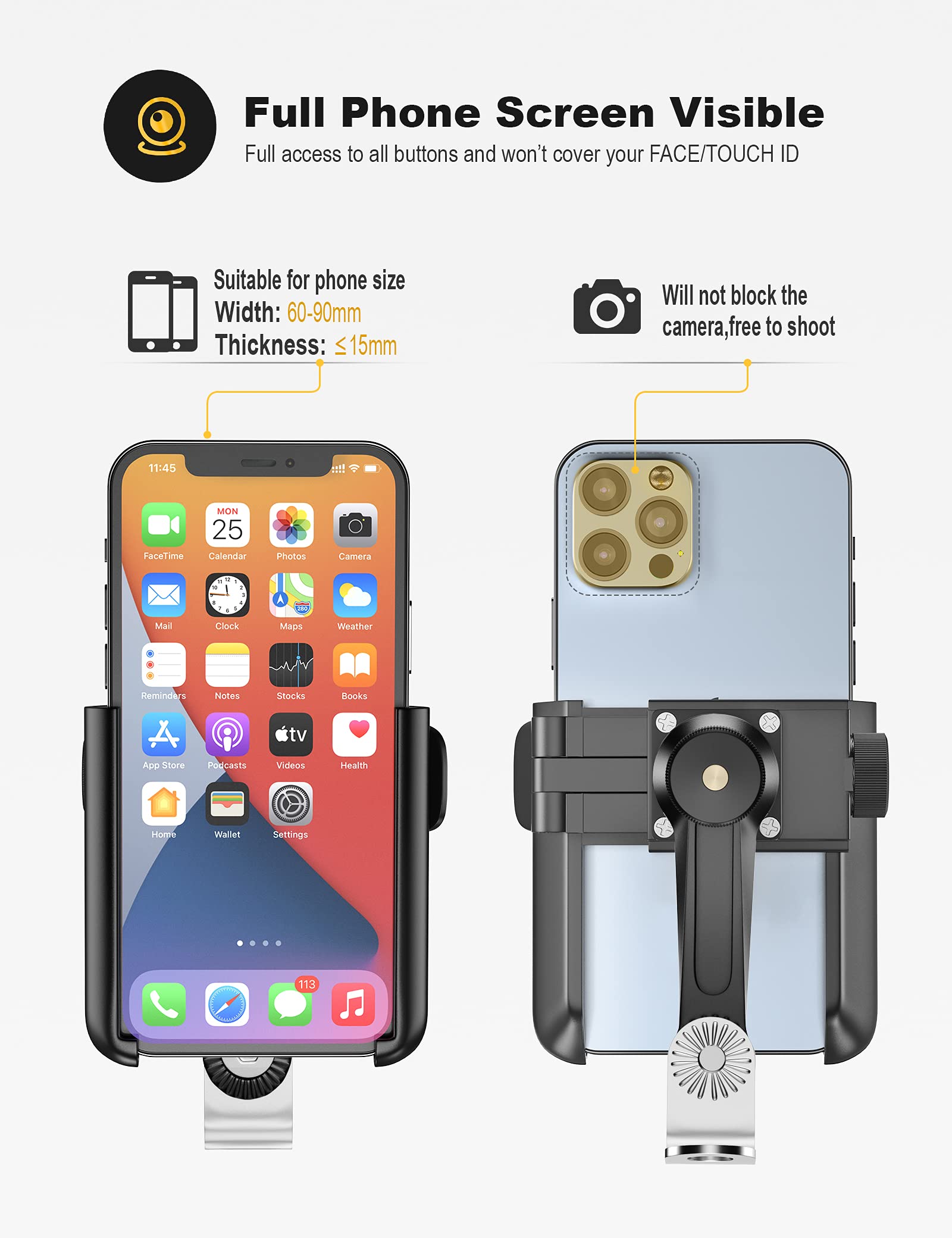 Grefay Motorcycle Phone Mount, 1S Quick Release Anti Shake Motorbike Phone Holder For 3.5 7.0 Inch Smartphone For Motorcycle Mir