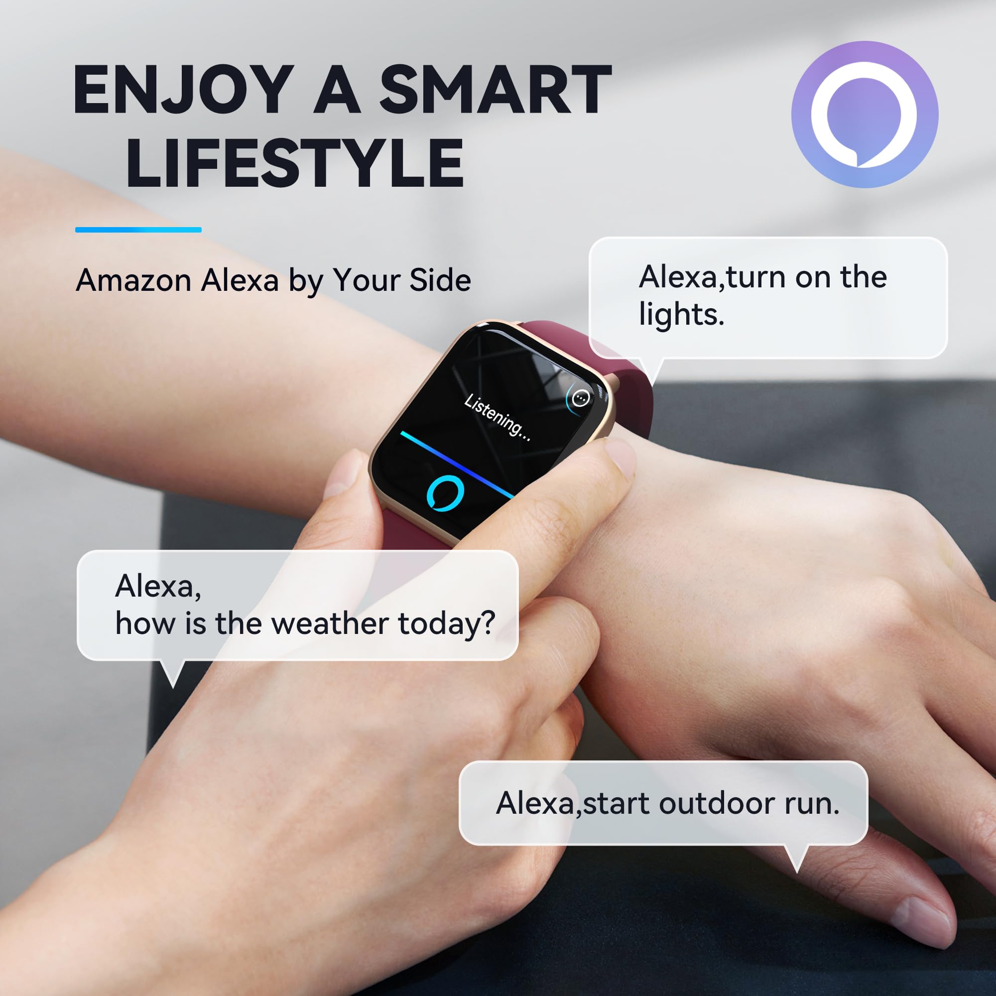 Smart Watch For Women,1.8 ''Fitness Watch(Answer/Make Call),Alexa Built-In, [24H Heart Rate Sleep Blood Oxygen Monitor],5Atm Wat