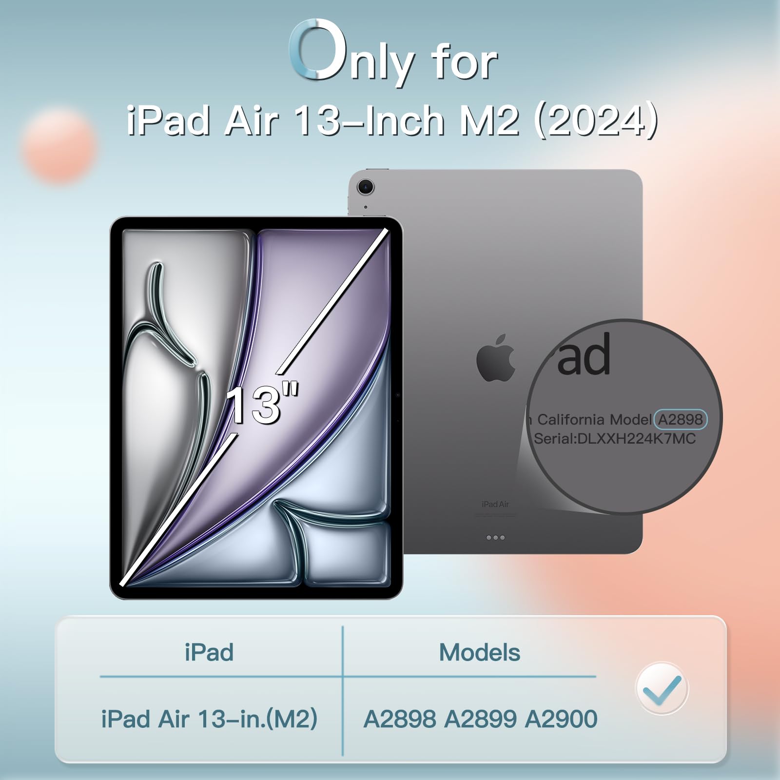 Jetech Case For Ipad Air 13-Inch M2 (2024), Slim Stand Hard Back Shell Smart Cover With Auto Wake/Sleep (Space Gray)