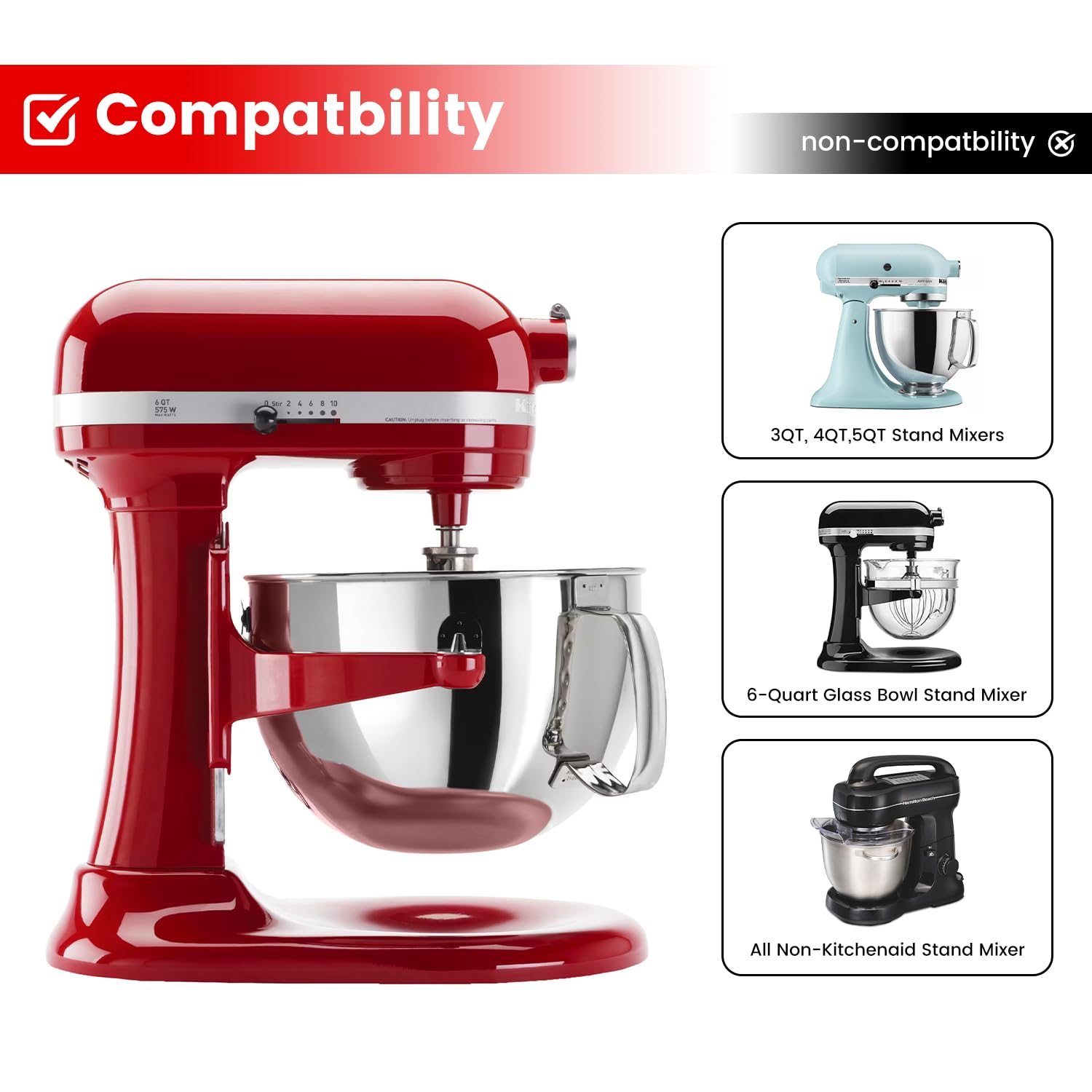 Flex Edge Beater Fit For Kitchenaid 6 Quart Bowl Lift Stand Mixers, Silicone Edges Kitchen Aid Paddle Attachment Mixer Accessory