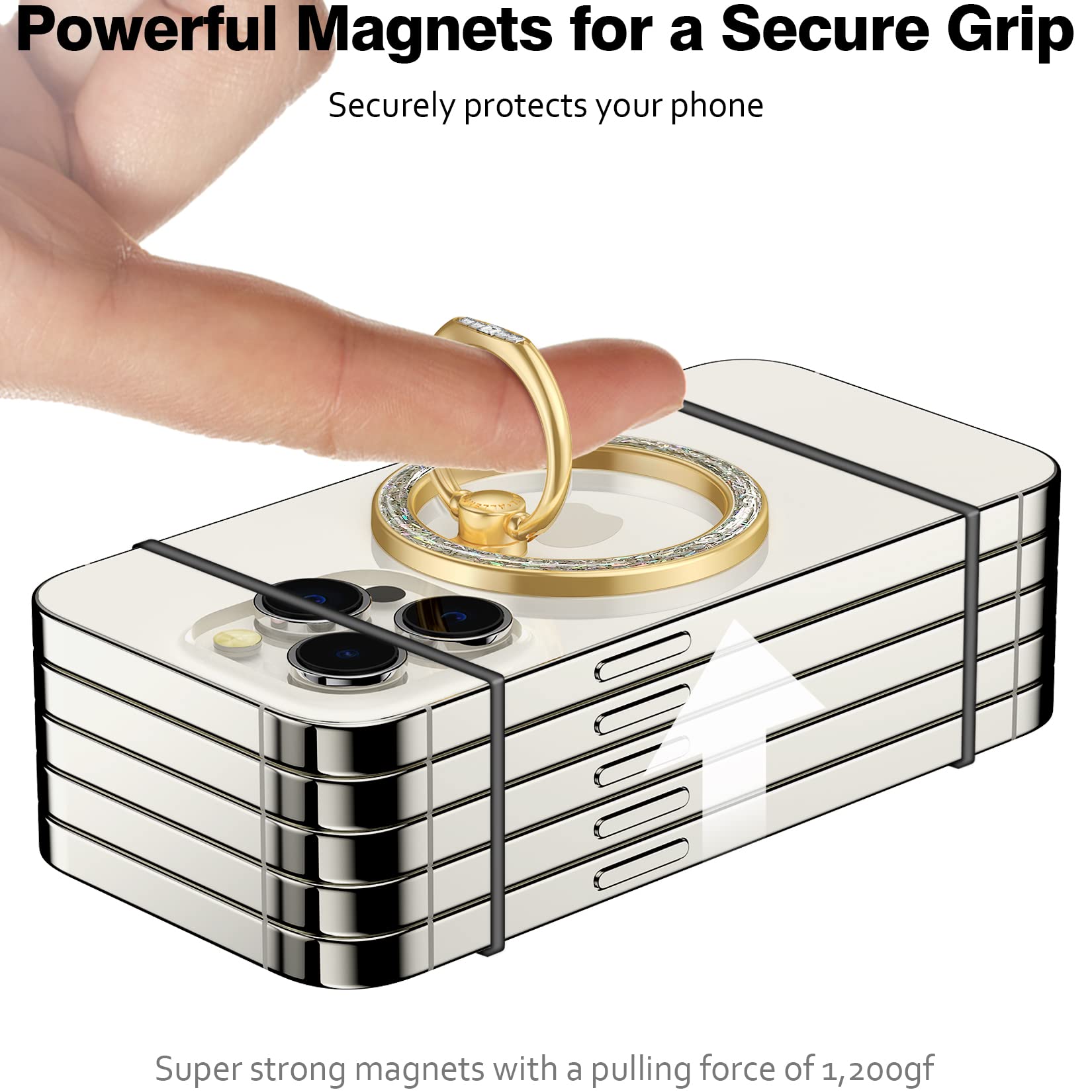 Allengel Compatible With Magsafe Iphone Ring Grip Holder, Magnetic Phone Ring Holder With Finger Ring Kickstand For Iphone 15, 1