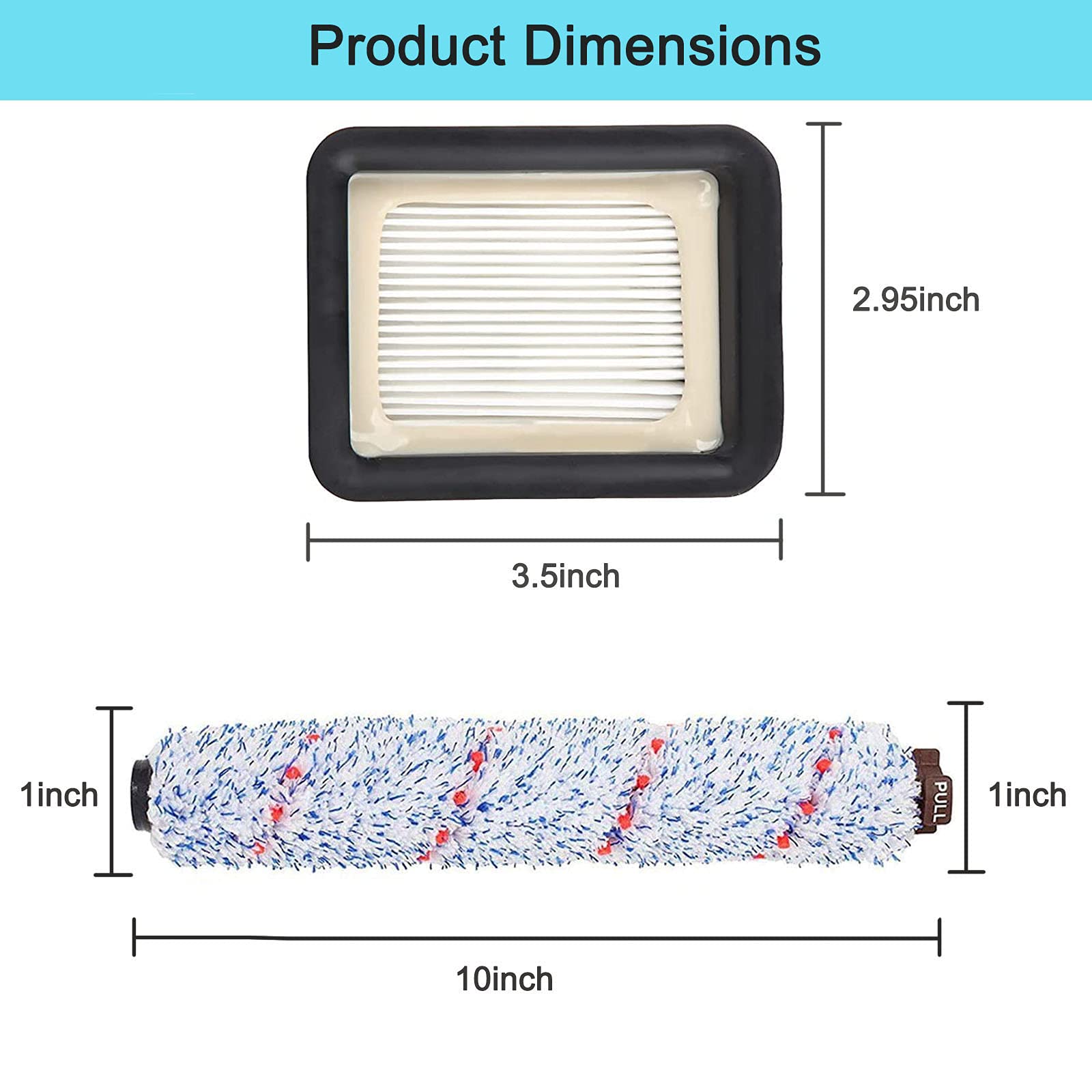 Bvhonwe 6 Pack Replacement Parts Compatible With Bissell Crosswave Vacuum Cleaner, 3 Pack Multi Surface Brush Roll 1868 ,3 Pack