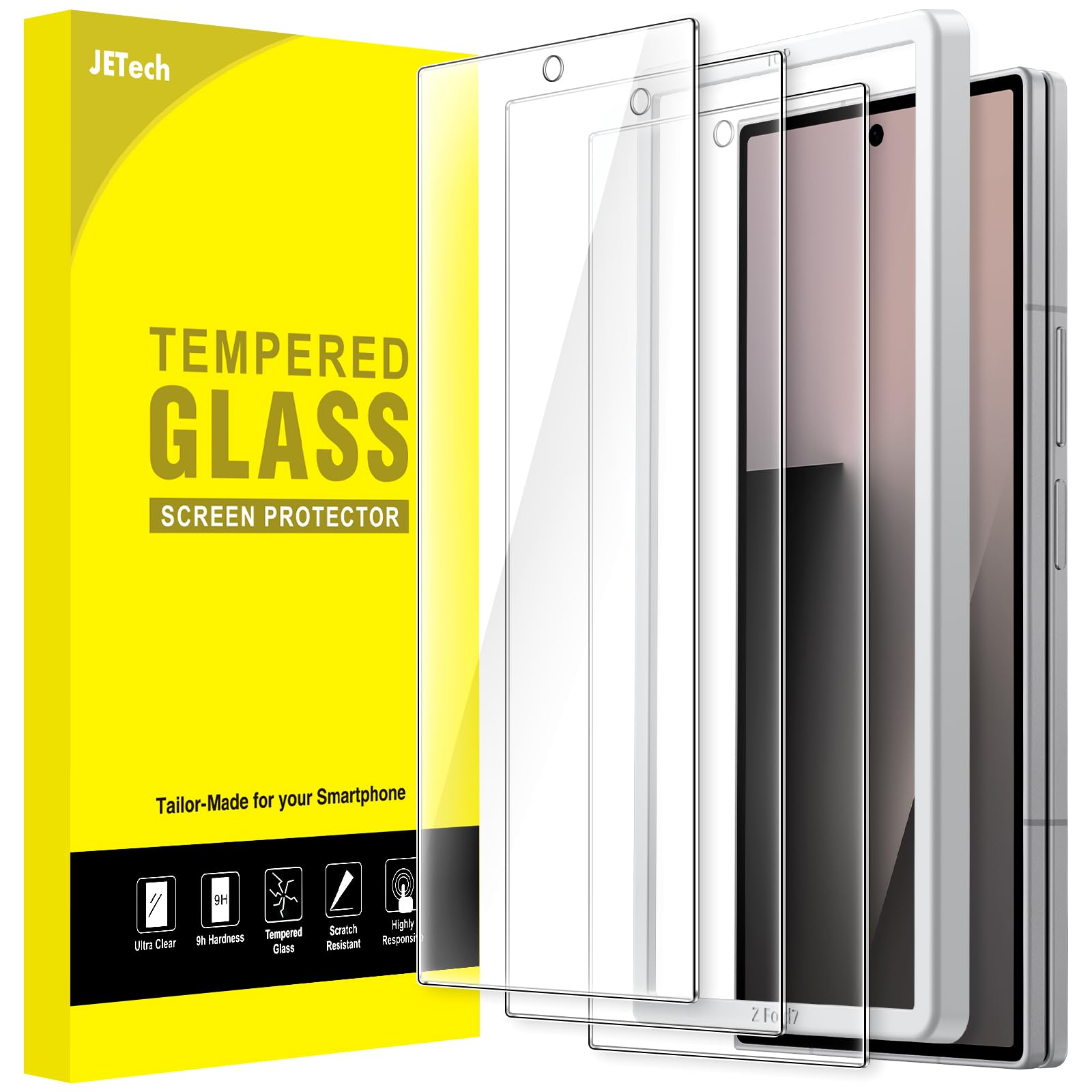 JETech Front Screen Protector for Samsung Galaxy Z Fold 7 2025, Tempered Glass Film with Easy Installation Tool, Case-Friendly, 