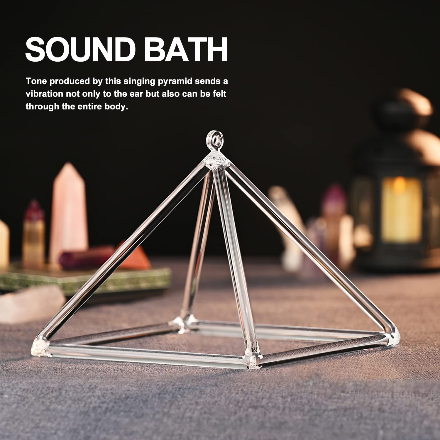 Cvnc 10 Inch Quartz Crystal Singing Pyramid Healing Musical Instrument + Carry Case Bag Powerful Energy