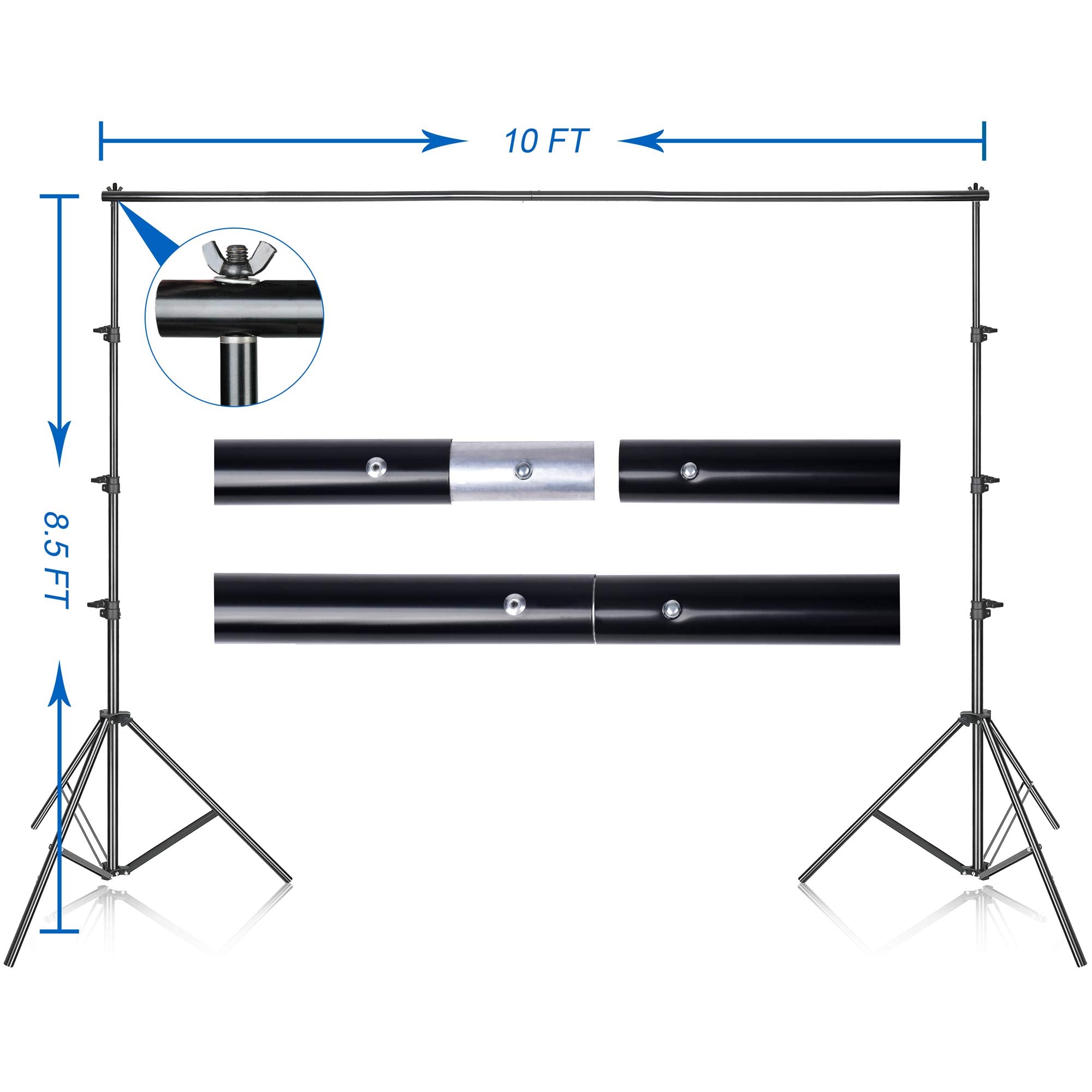 Emart Photo Video Studio 8.5 X 10Ft Green Screen Backdrop Stand Kit, Photography Background Support System With 10 X12Ft 100% Cotton Muslin Chromakey Curtain