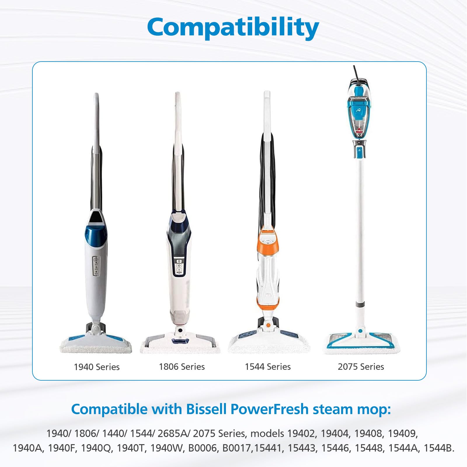 6 Pack 1940 Bissell Steam Mop Pads For Bissell Powerfresh Steam Mop 1806 1544 1440 2075A 2685A 1940W 19404 Series, Model 19402 1