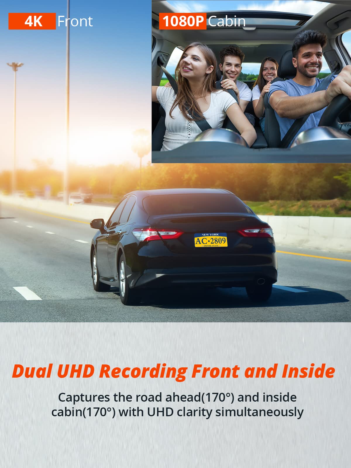 Kingslim D6 4K Dual Dash Cam   Wifi & Gps 4K Front And 1080P Inside Type C Uber Car Camera With Super Night Vision And 24 Hour P