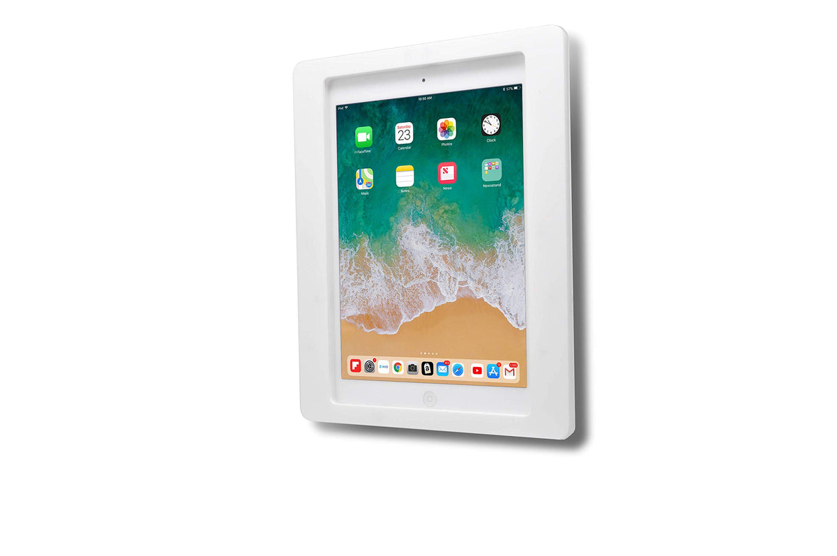 Tabcare Anti Theft Acrylic Vesa Enclosure For Apple Ipad 5/6 9.7' With Free Wall Mount Kit & 90 Degree Angle Charge Cable (Ipad 5/6 9.7', White)