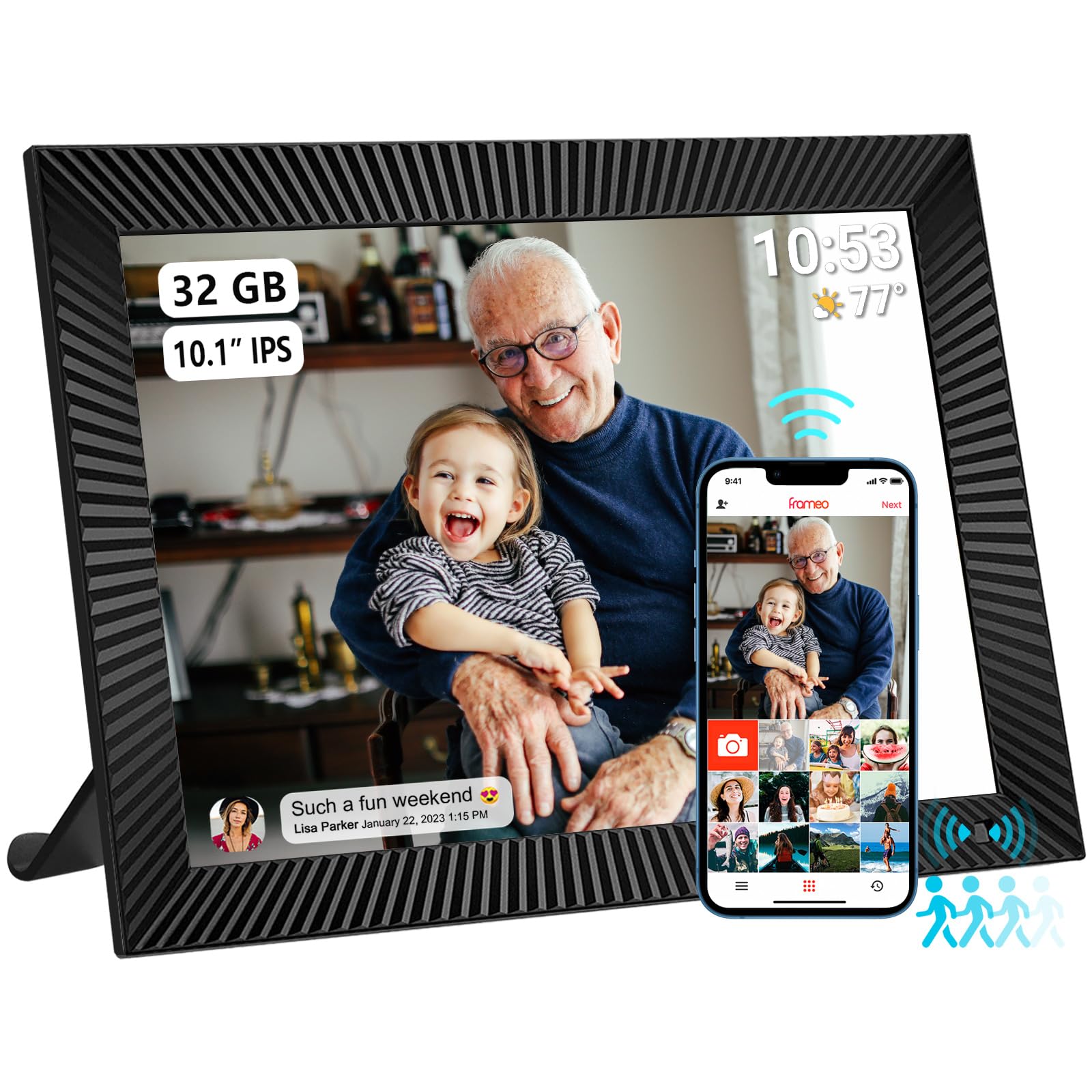 32Gb Frameo 10.1 Inch Smart Wifi Digital Photo Frame 1280X800 Ips Lcd Touch Screen, Auto Rotate, Motion Sensor, Share Moments In