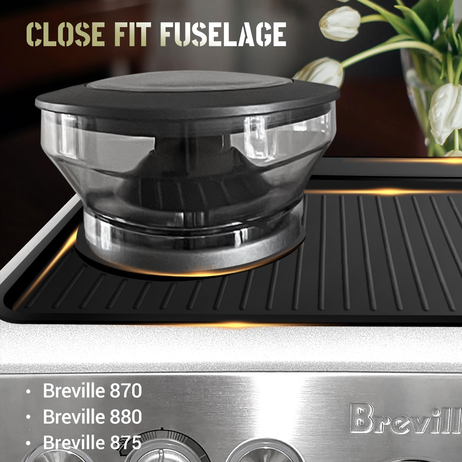 Tamping Mat For Breville 870/880, Espresso Tamper Mat, Food Grade Silicone Non Slip, 11In X 9.25In, Waterproof Heat Resistant, E