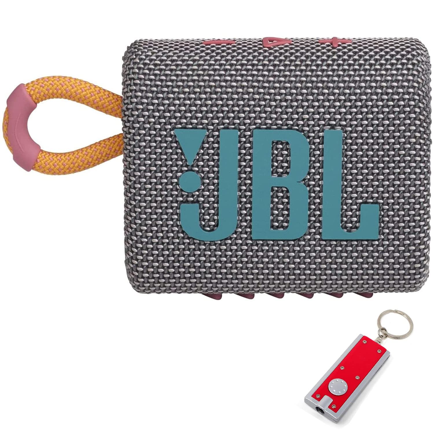 JBL Go 3  Portable Bluetooth Speaker, Builtin Battery, Waterproof and Dustproof, Bonus Keychain LED Included  Gray