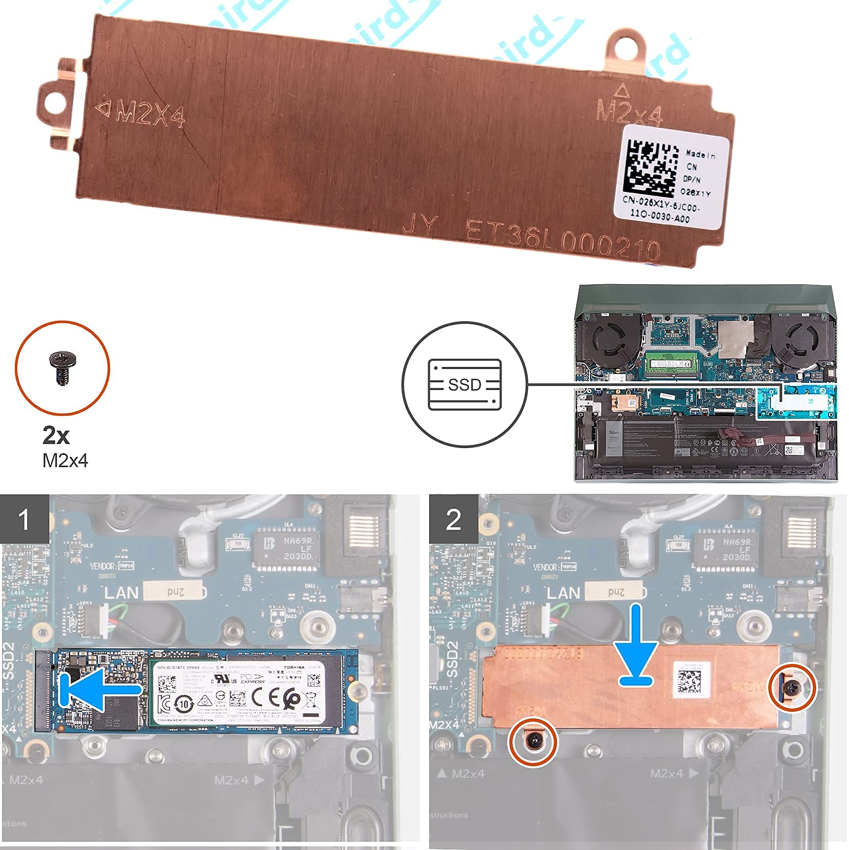 Deal4Go Slot 2/Slot 1 M.2 2280 Ssd Heatsink Cover Thermal Pad 29Gt8 26X1Y 026X1Y For Dell G15 5510 5511 5515 Alienware M15 R5 M1