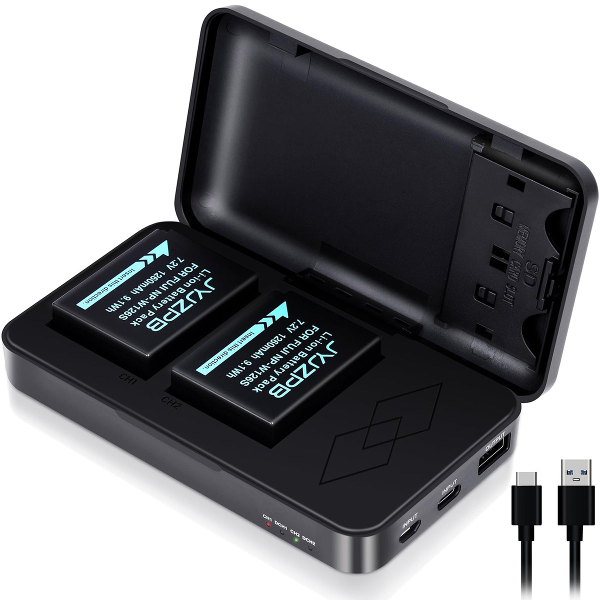 Jyjzpb 2 Pack Np W126S Batteries And Dual Battery Charger Compatible For Fujifilm X T3 X T2 X T1 X A5 X A10 X A7 X A5 X A3 X A2