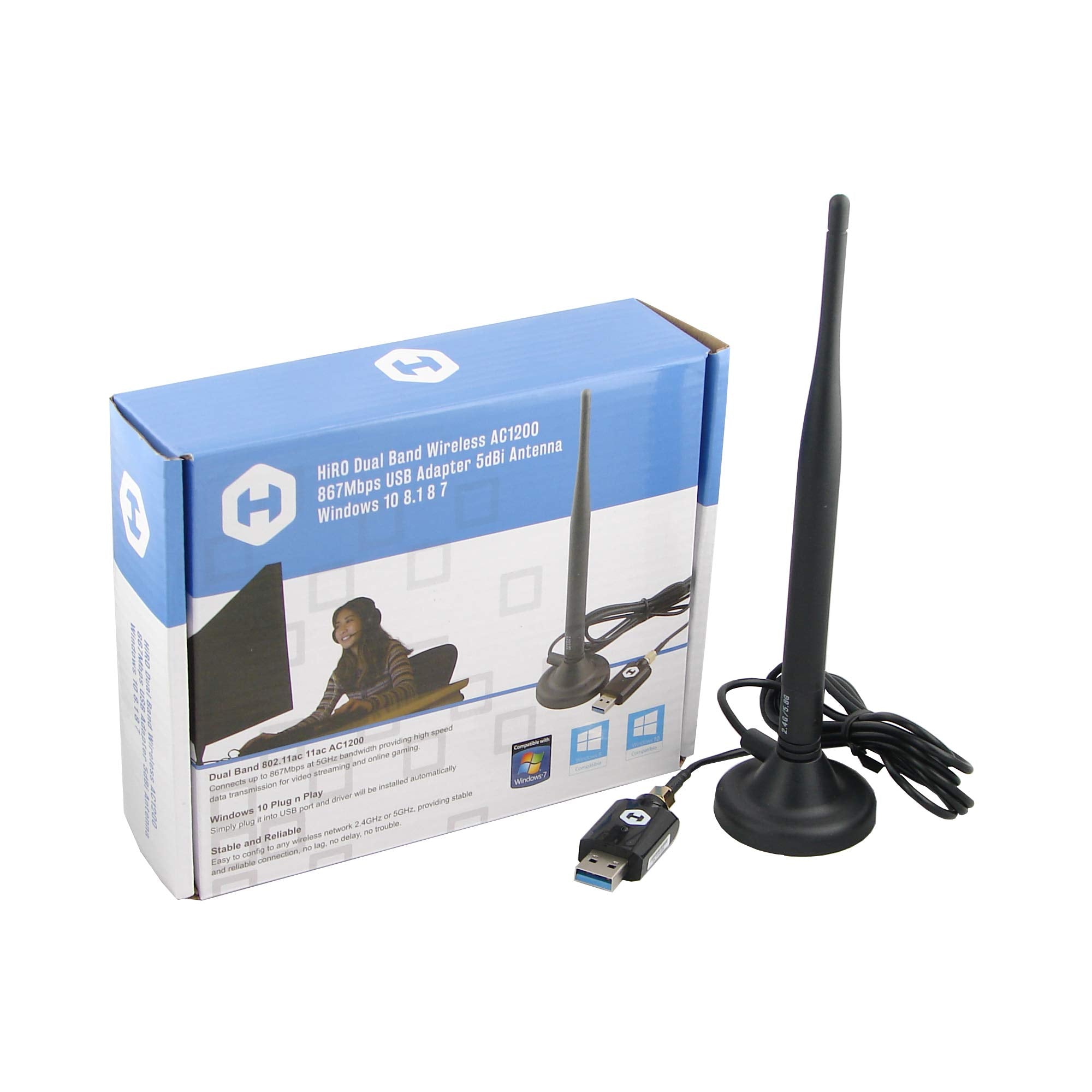 Hiro Network H50355 AC1200 DualBand 802.11ac 5G 867Mbps WiFi USB Network ADT