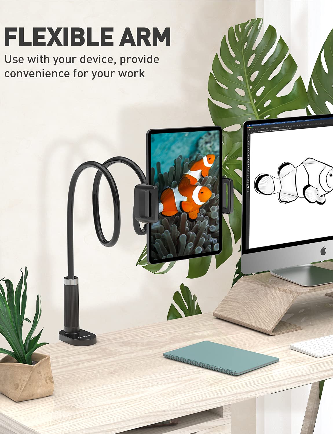 Gooseneck Tablet Holder Stand for Bed: Adjustable 39.4inch Flexible Lazy Arm Tablets Mount Compatible with iPad Pro Air Mini | Galaxy Tab | Kindle Fire | Switch or Other 4.7 12.9' Device