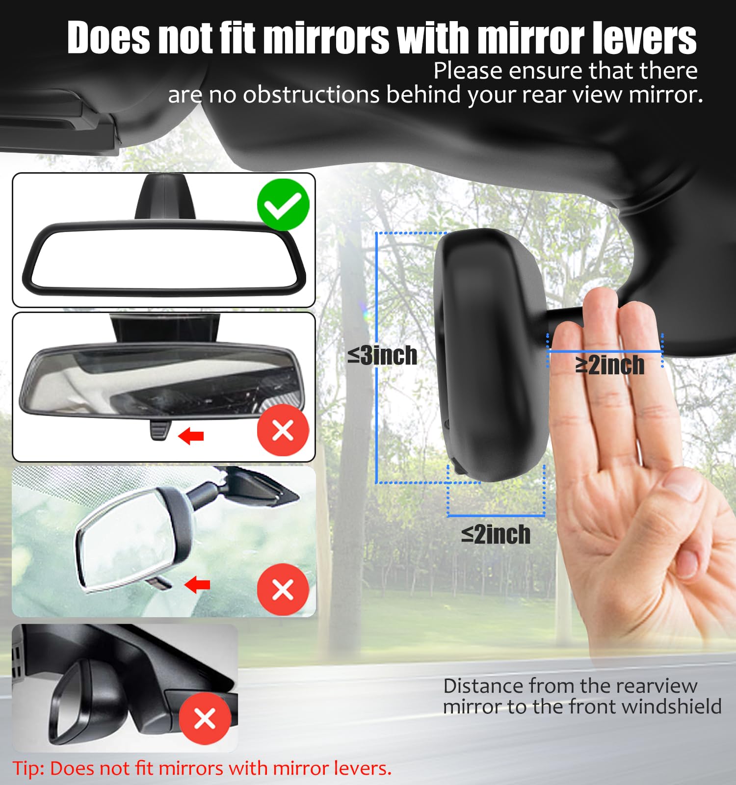 Charchendo Tablet Phone Mount For Car Rear View Mirror Fits 4 13'' Devices, 360 Retractable Rearview Mirror Phone Holder Anti Sh