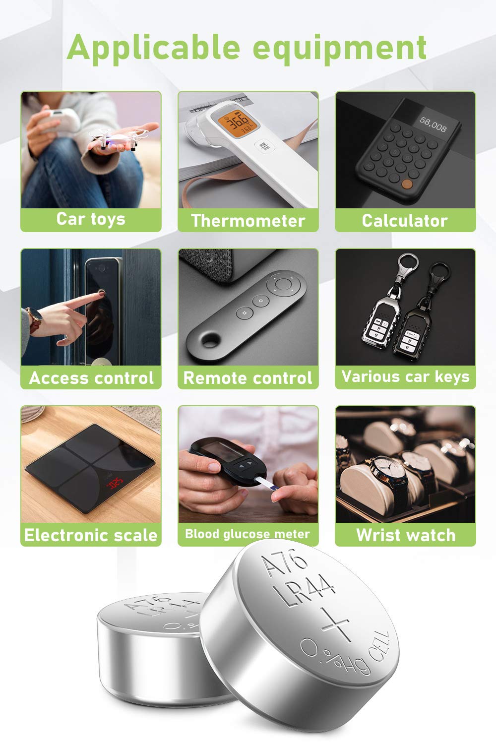 Powerowl Lr44 Batteries 24 Count, High Capacity Ag13 357 303 Sr44 L1154F A76 Premium Alkaline Battery 1.5V Button Coin Cell Batt