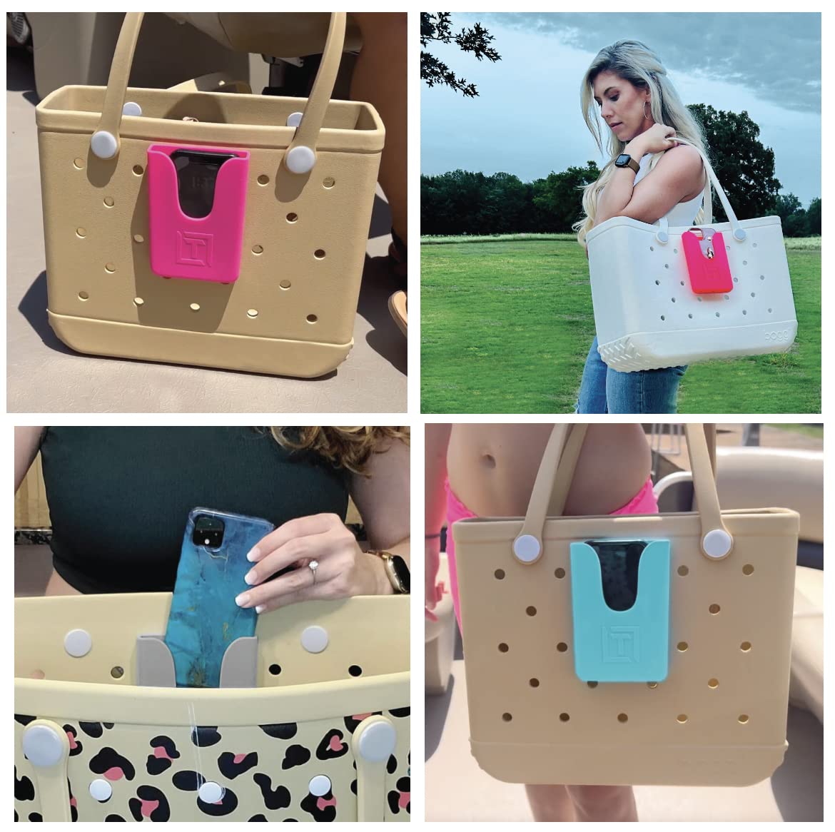 Tributary Brands   Grey Phone Holder For Bogg Bag And Simple Modern Bag   Made Of Silicone And Fits All Phone Sizes