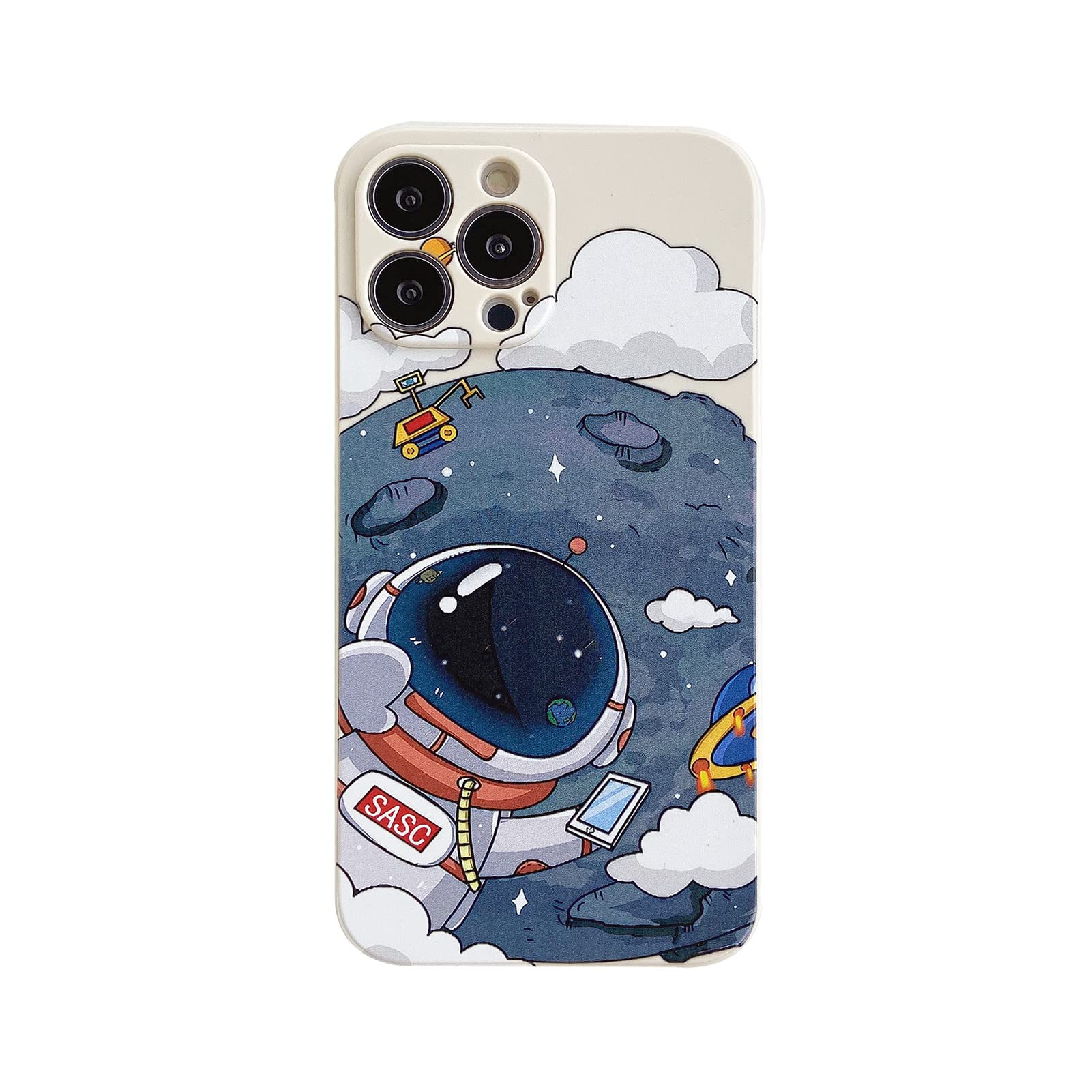 Yonds Queen For Iphone 13 Pro Cute Case, Cool Cartoon Astronaut Planet Moon Space Design Stylish Soft Tpu Bumper Shockproof Anti