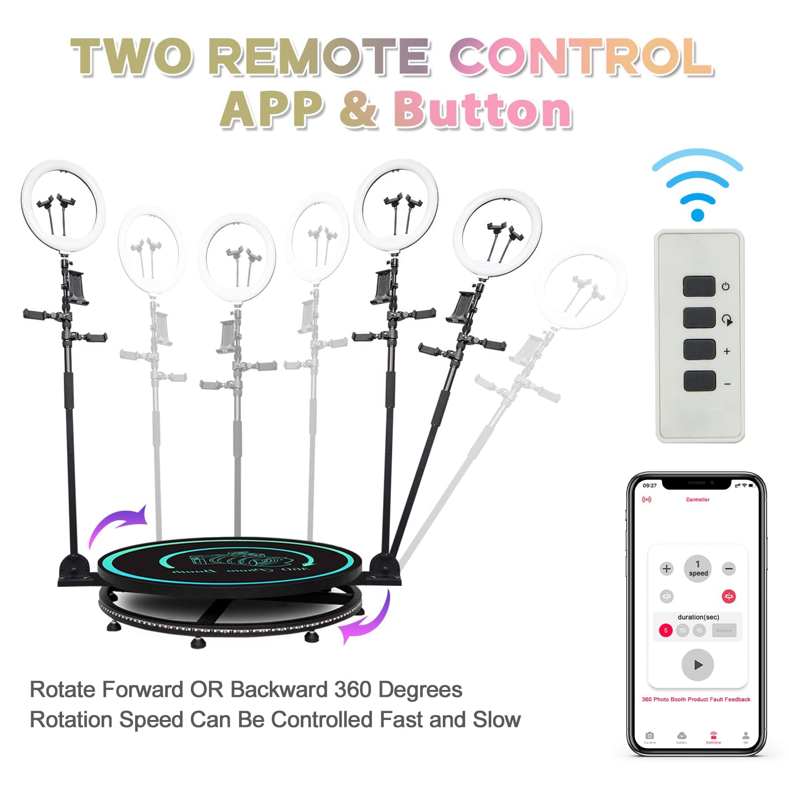 Mwe 360 Photo Booth Machine For Parties With Flight Case,Logo Customization,Software App Remote Automatic 360 Spin Camera Video