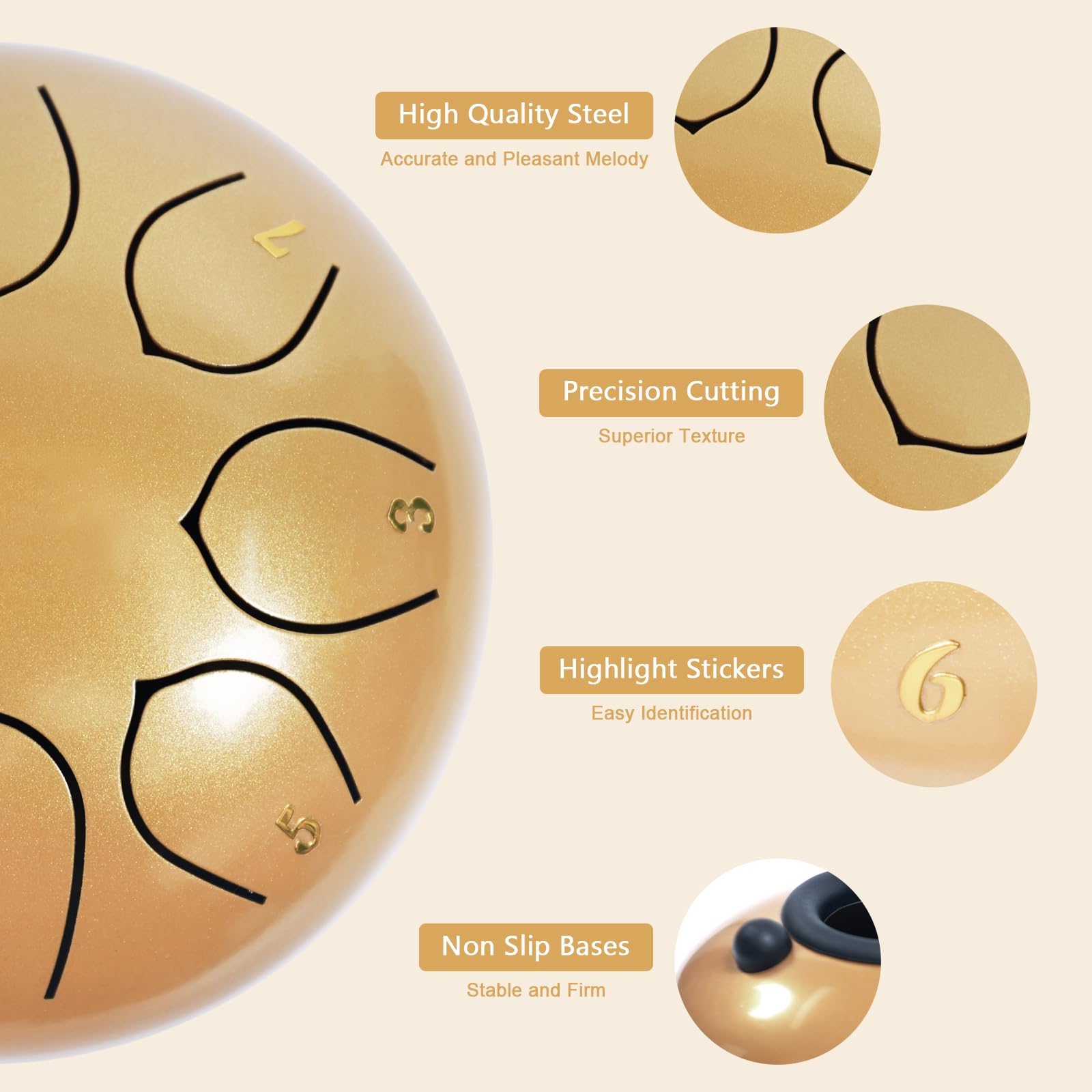 Jytmus Steel Tongue Drum 8 Notes 6 Inches, C Major Percussion Instruments, Steel Drum Kit With Music Book, Carry Bag, Drum Malle