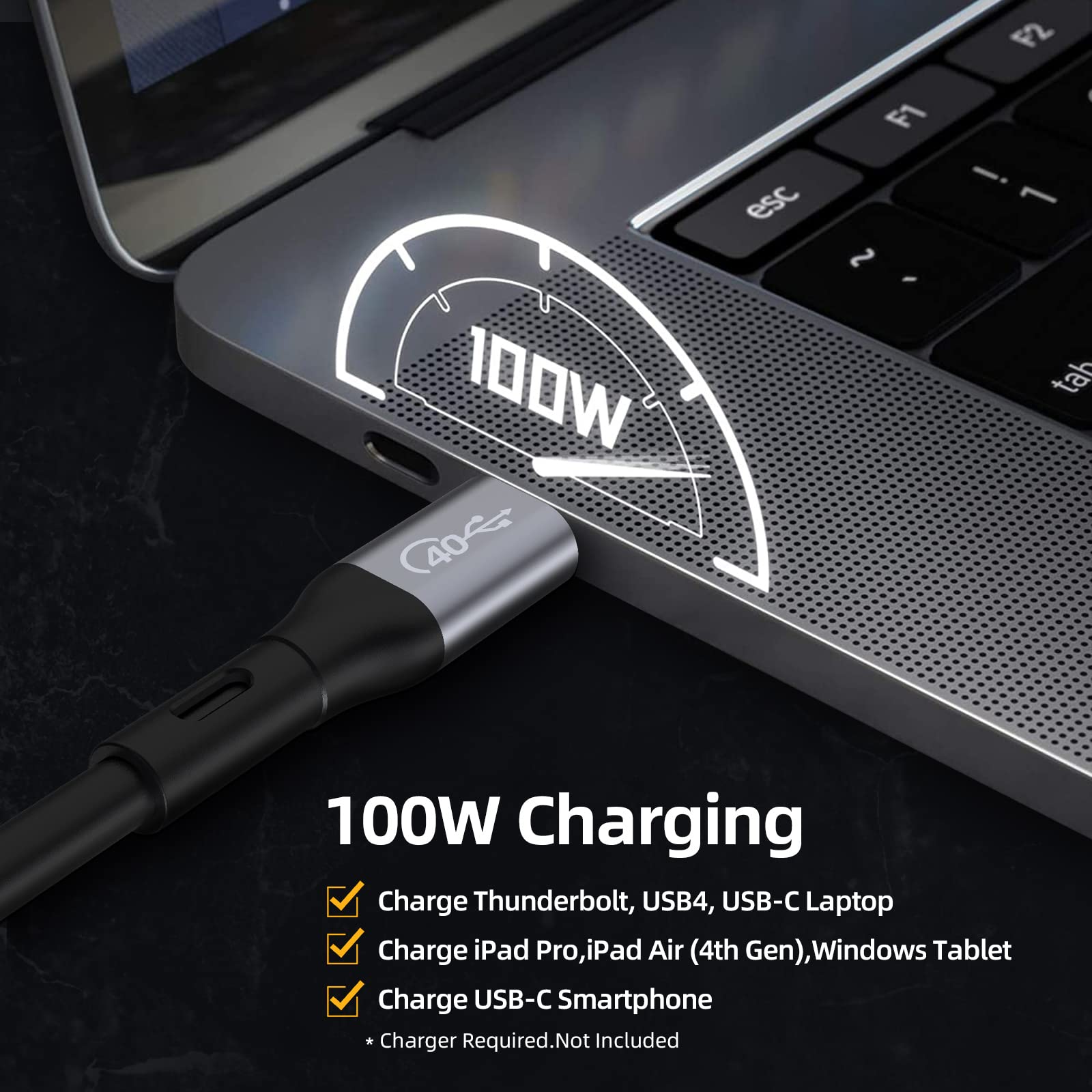 Yaomaisi Thunderbolt 4 Cable?Usb If Certified? 1.5M/4.9Ft Usb4 Cable,40Gbps Data Transfer & 100W Pd Charging, 8K@60Hz Or Dual 4K