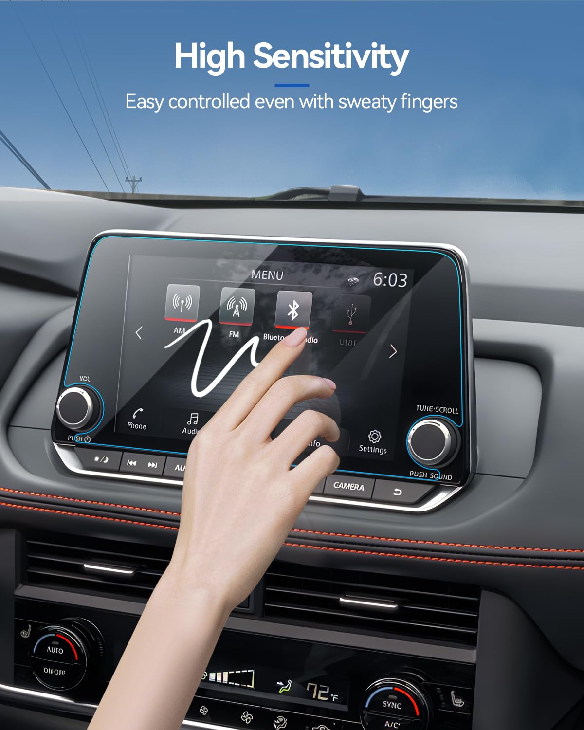 Lantu Car Screen Protector For 2024 2023 2022 2021 Nissan Rogue (S/Sv/Sl) Accessories Navigation Touchscreen Protector Film Temp