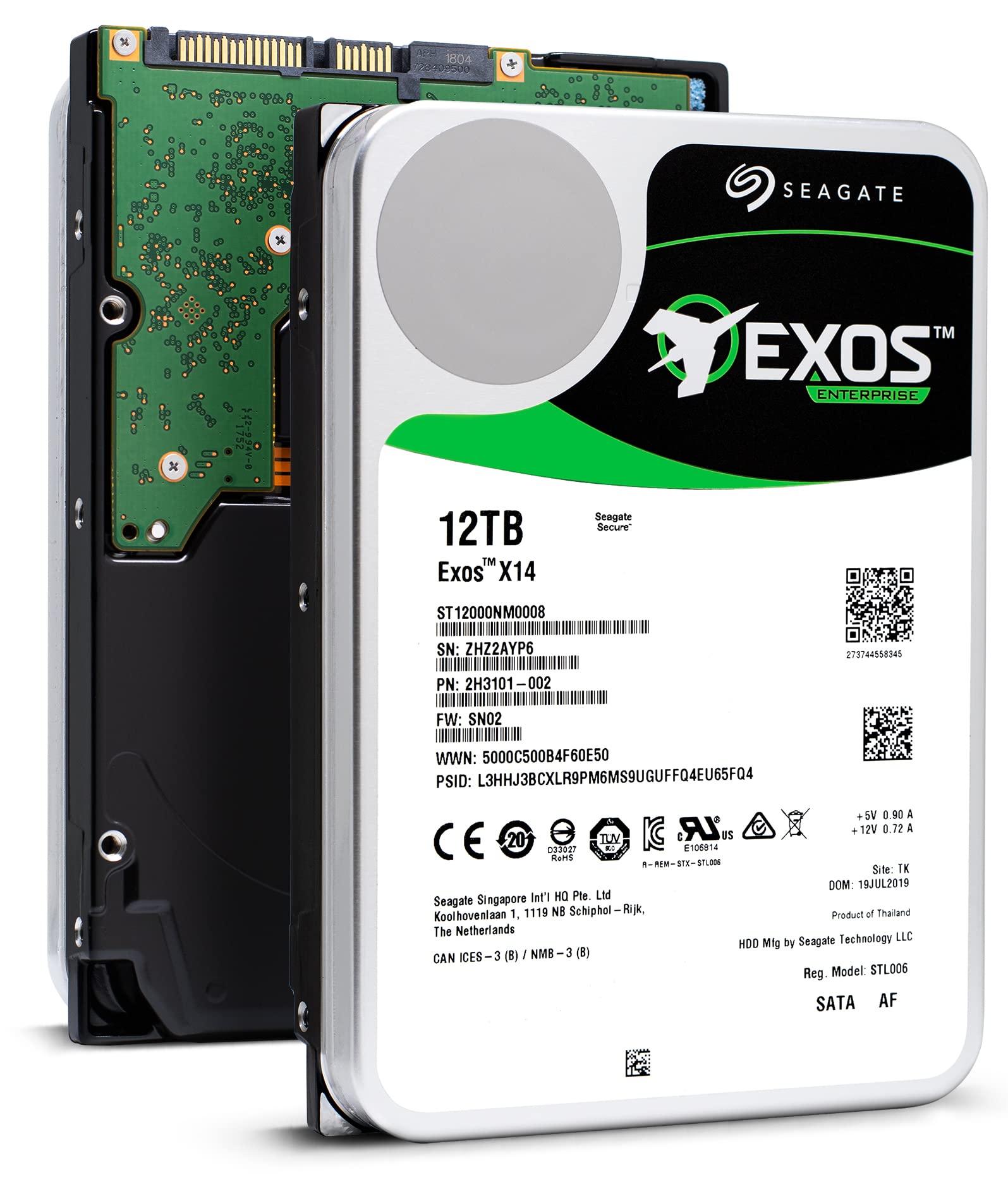 Seagate Exos X14 ST12000NM0008 12 TB Hard Drive   3.5' Internal   SATA (SATA/600)