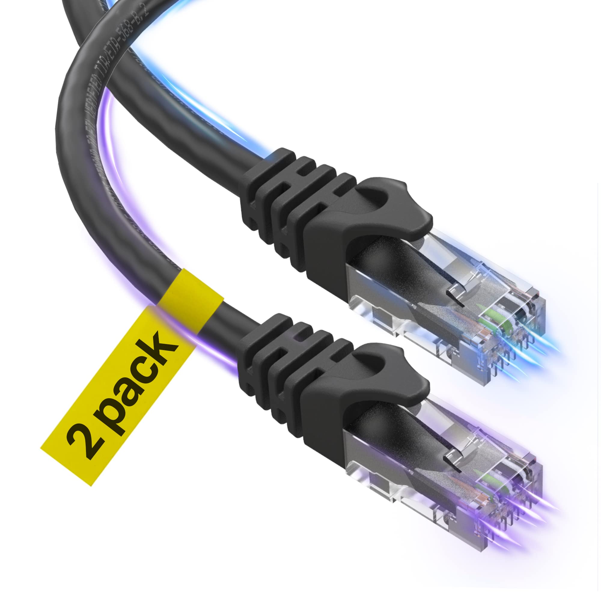 Ultra Clarity Cables Cat6 Ethernet Cable 6 Ft [2 Pack], 10Gpbs High Speed Internet Cable, Rj45 Cat 6 Ethernet Patch Cable, Netwo