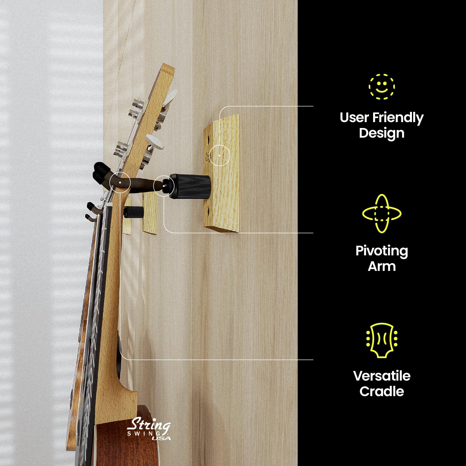 String Swing Ukulele Wall Mount Stand For Mandolin Uke Concert Pineapple Soprano Tenor And Baritone Compatible Case Alternative