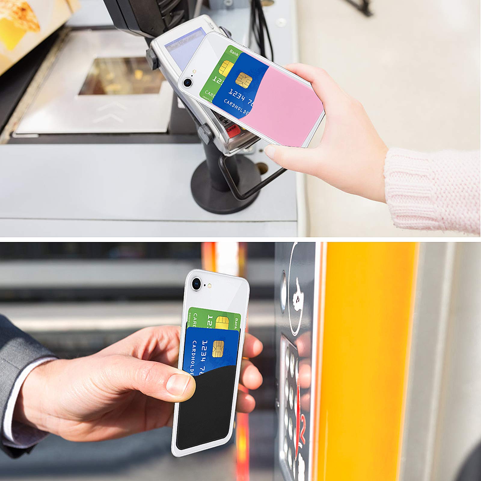 Senose Phone Wallet, Phone Card Holder Stick On Silicone Credit Card Holder For Back Of Phone, Business Card & Id Compatible For