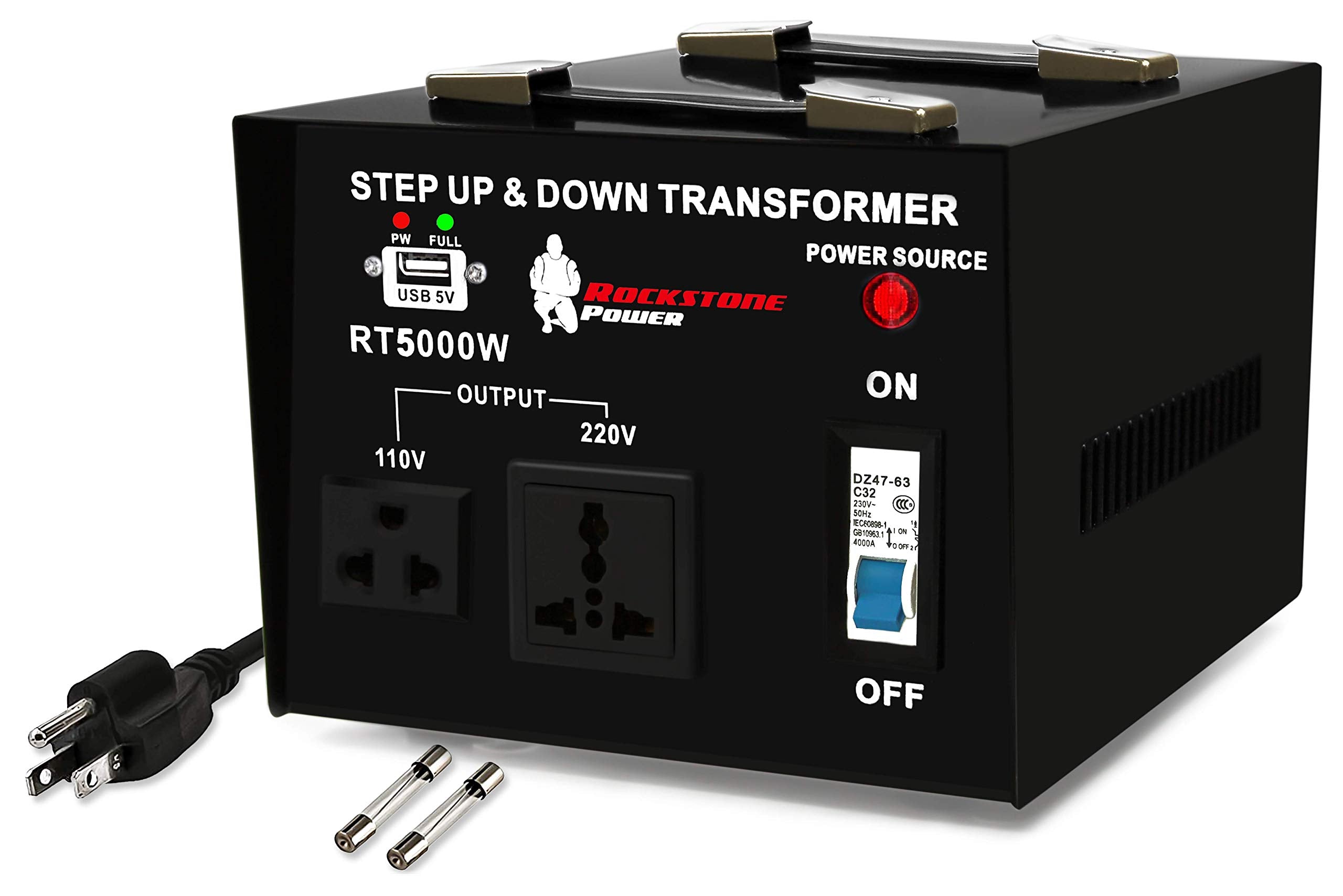 Rockstone Power 5000 Watt Voltage Converter Transformer   Heavy Duty Step Up/Down Ac 110V/120V/220V/240V Power Converter   Circu