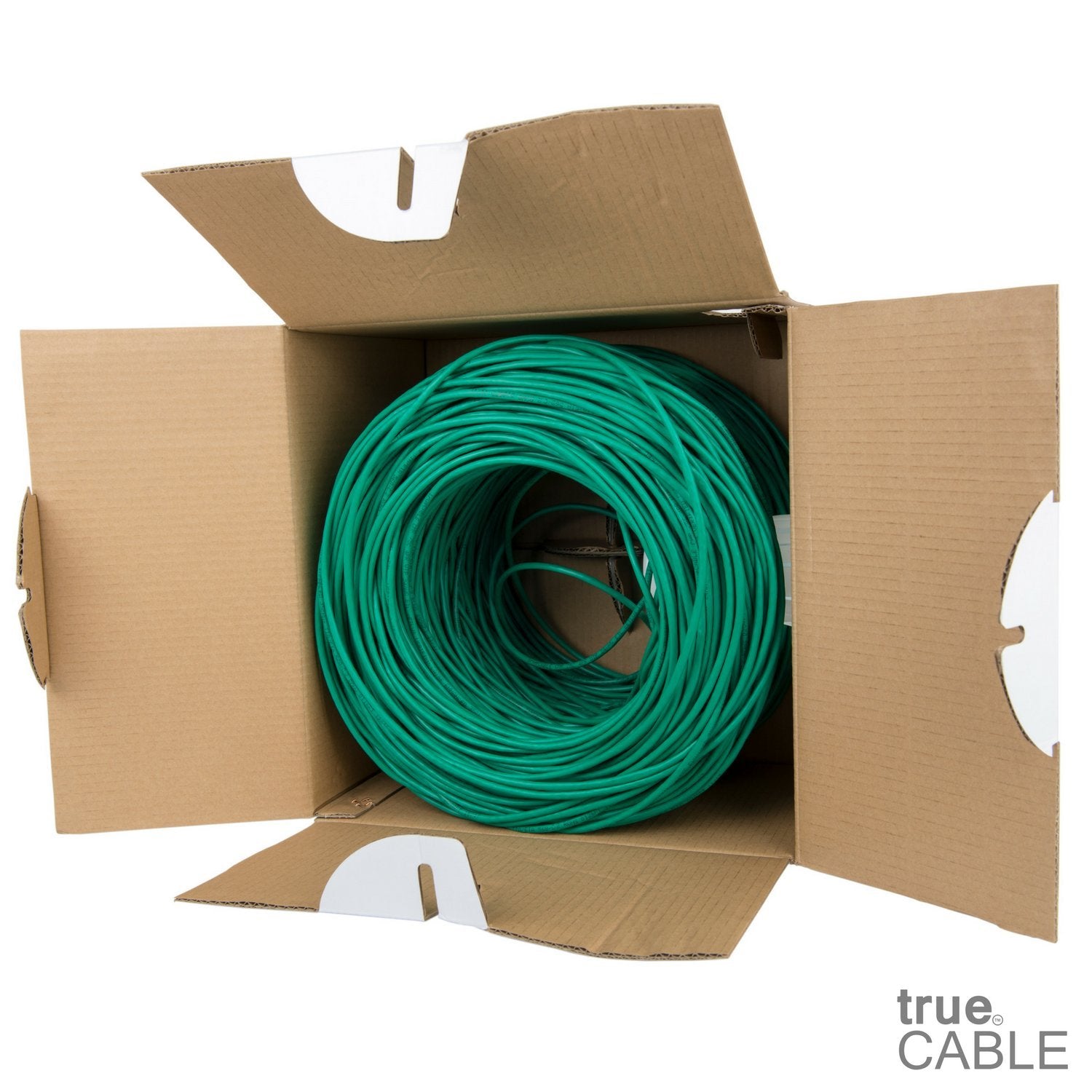 Truecable Cat5E Riser (Cmr), 1000Ft, Green, 24Awg 4 Pair Solid Bare Copper, 350Mhz, Poe++ (4Ppoe), Etl Listed, Unshielded Twisted Pair (Utp), Bulk Ethernet Cable